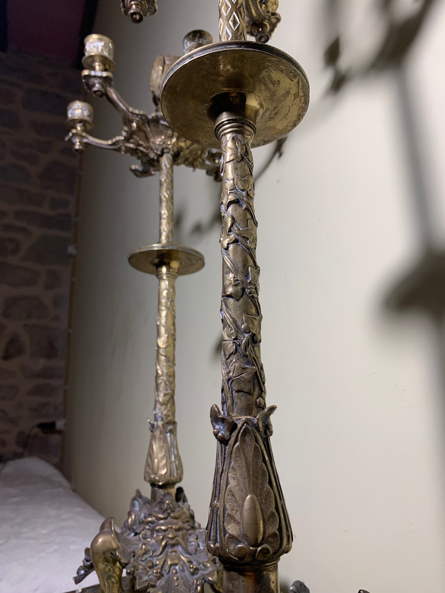 Art Nouveau Bronze Candelabras with Herons and Masks - Eclectic Style with French Influence (1880-1890)