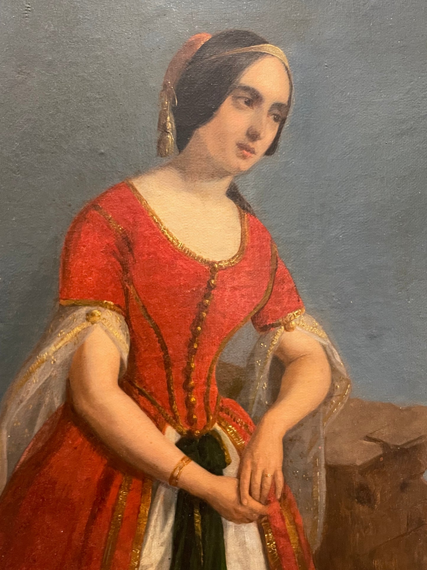 Romantic Portrait of a Woman in Oriental Dress among Greek Ruins, ca. 1840