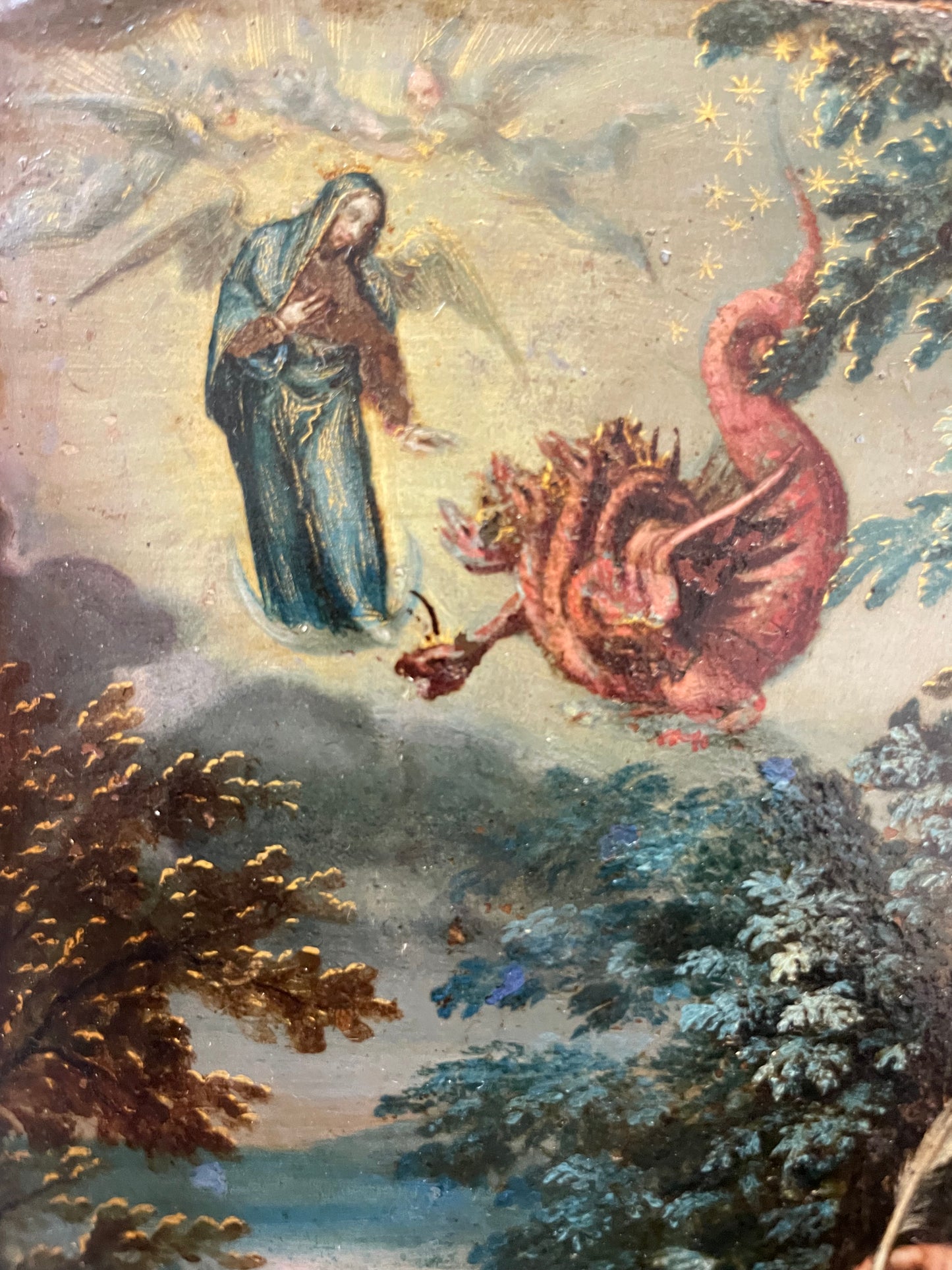 Saint John the Evangelist on Patmos. Apocalyptic Vision with the Virgin and the Dragon, Flemish School, ca. 1620