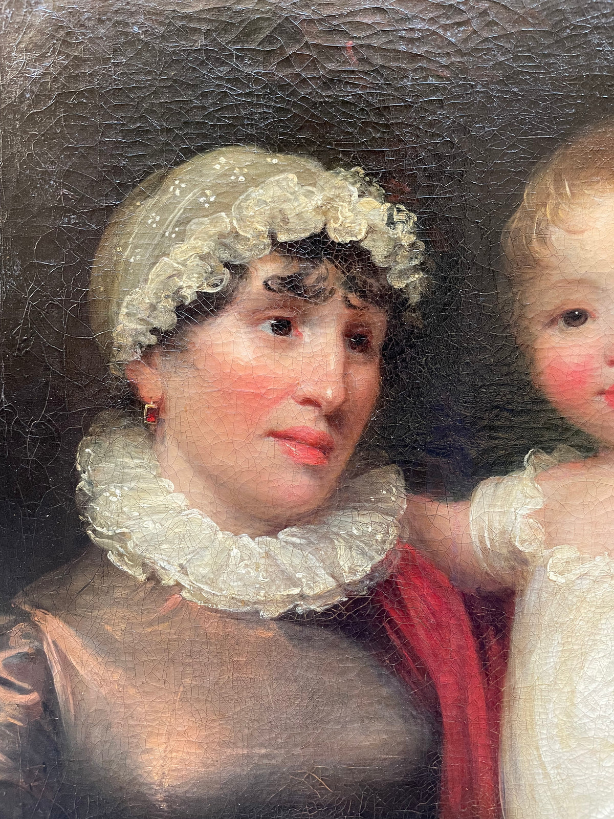 Ritratto di madre e figlio, scuola inglese, Regency 1815-1820, firmato James Green
