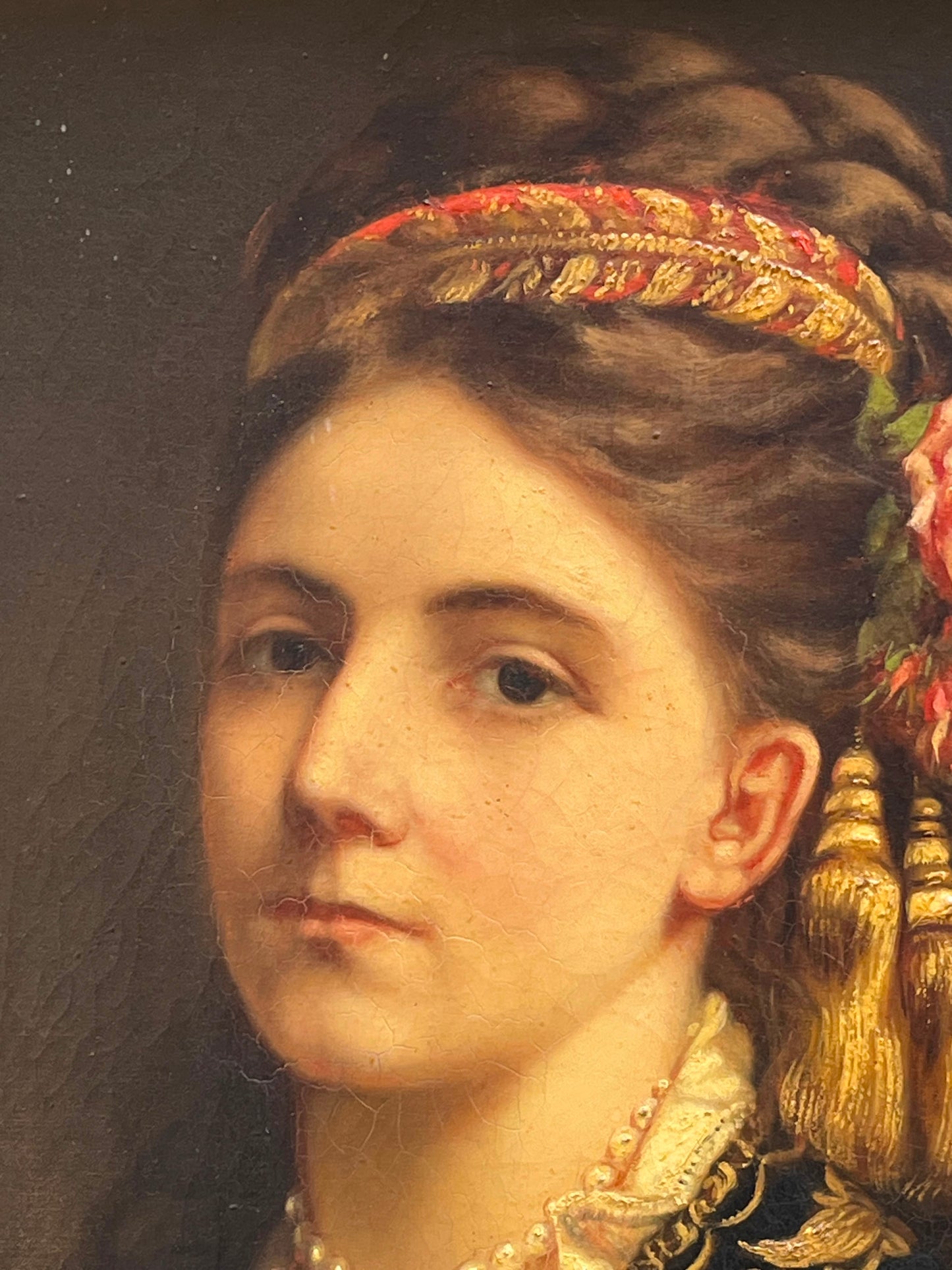 Ritratto di giovane donna in costume balcanico di influenza ottomana, firmato Emma Sterrer, ca. 1880