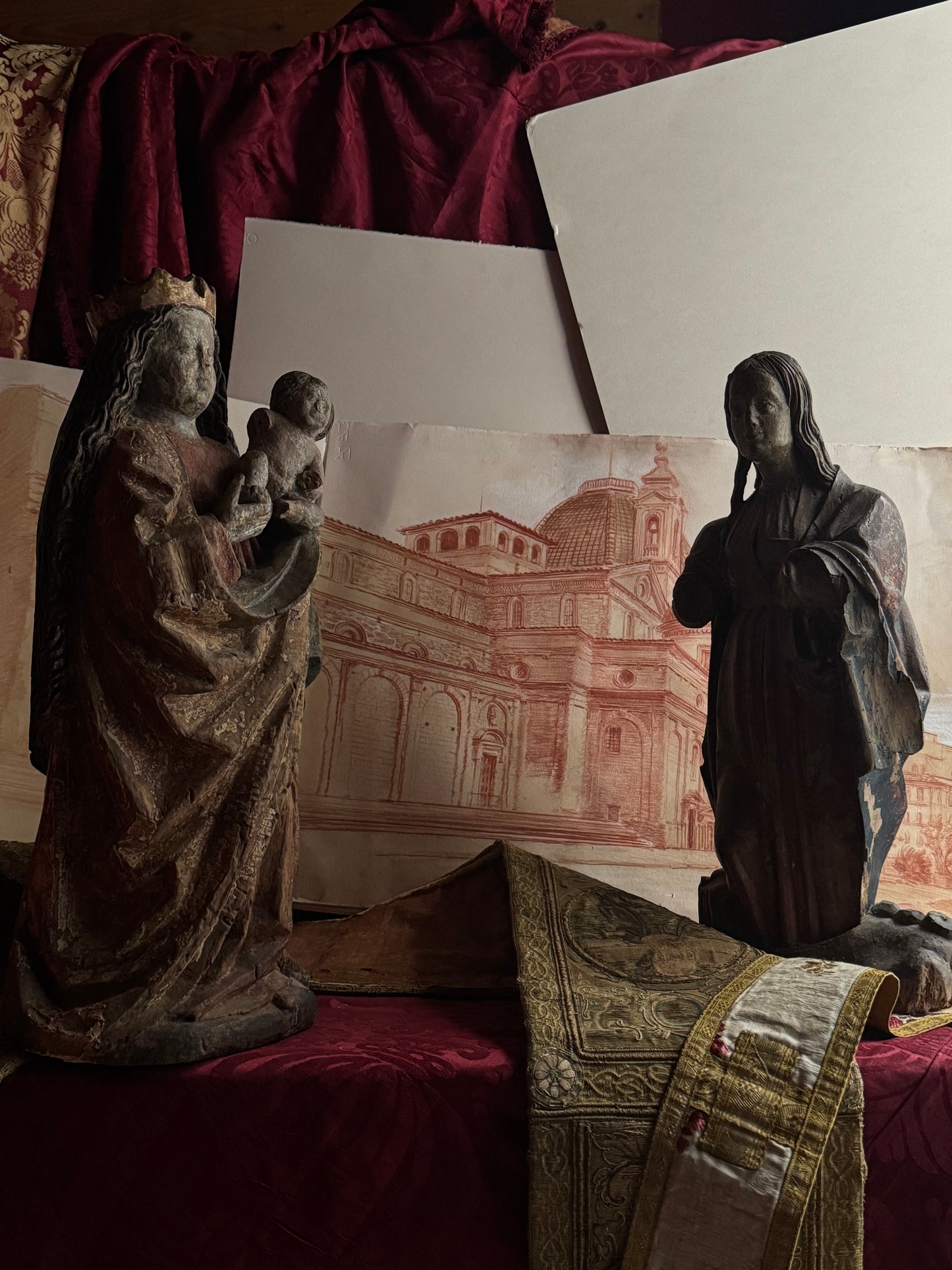 Gotico tedesco. Scultura in legno policromo. Intorno al 1500. Da restaurare.