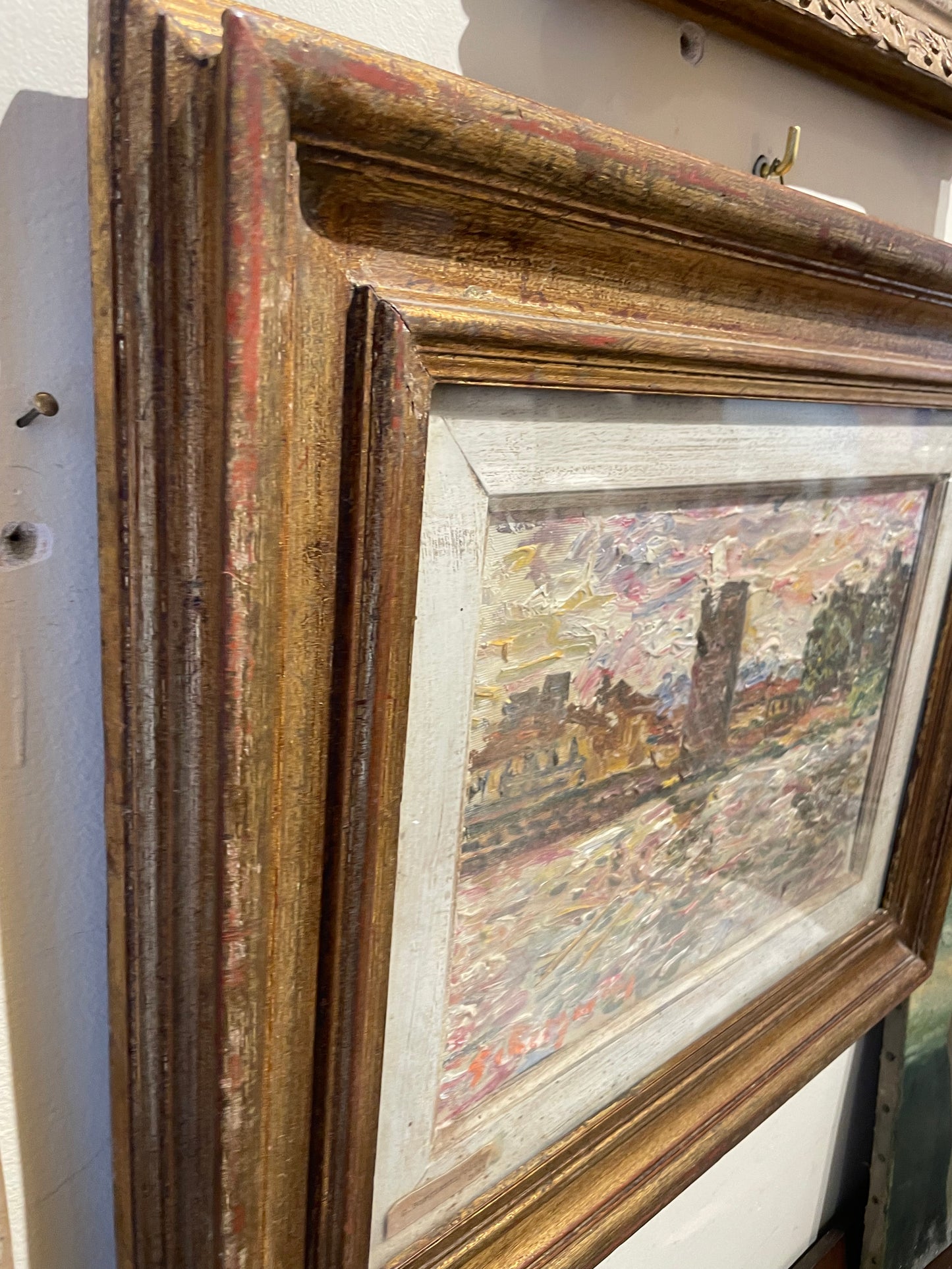 Guido Borgianni. View of Florence with part of medieval walls: Santa Rosa tower and river Arno. Circa 1960.