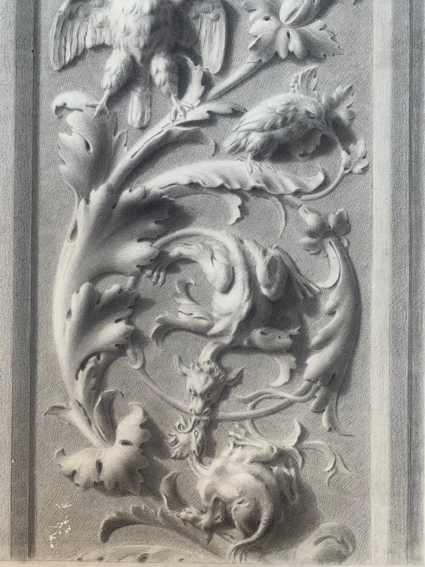 Academic Study of a Plaster Frieze: Grotesques, Dragons, and Birds, 1864