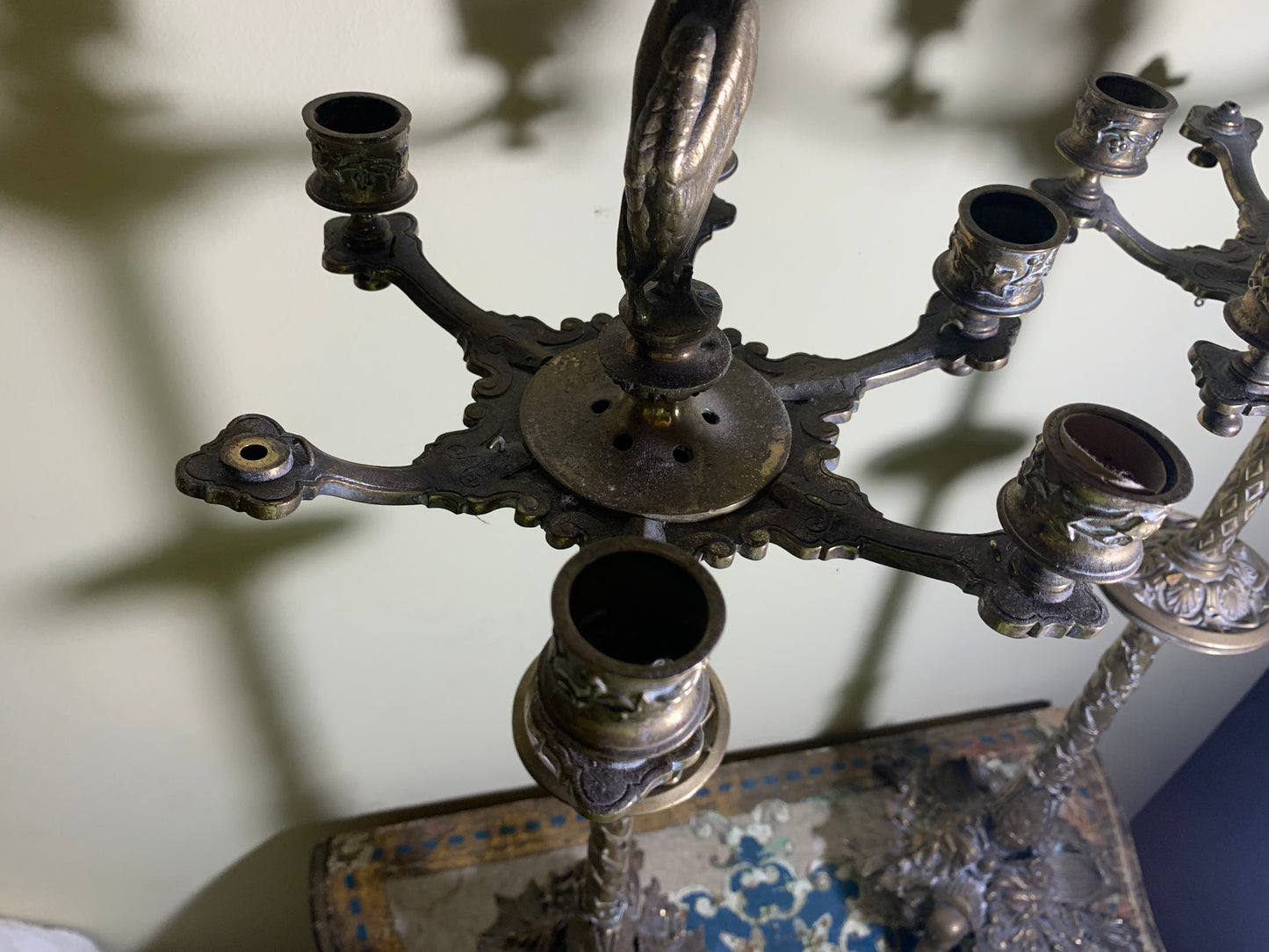 Art Nouveau Bronze Candelabras with Herons and Masks - Eclectic Style with French Influence (1880-1890)