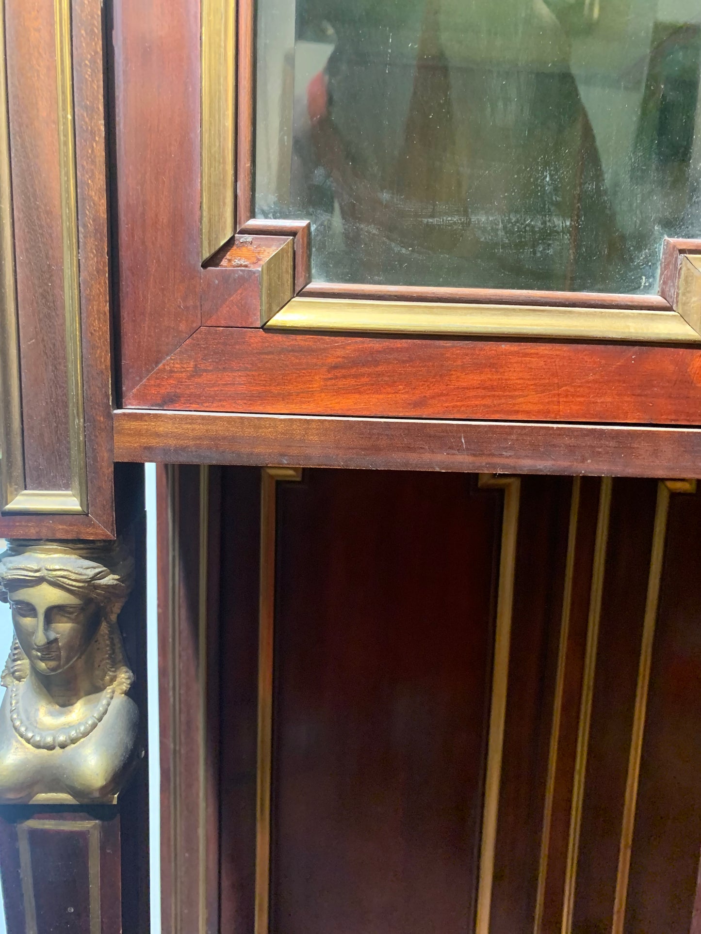 Mahogany Display Cabinet with Neoclassical Bronze Elements: Late 19th Century