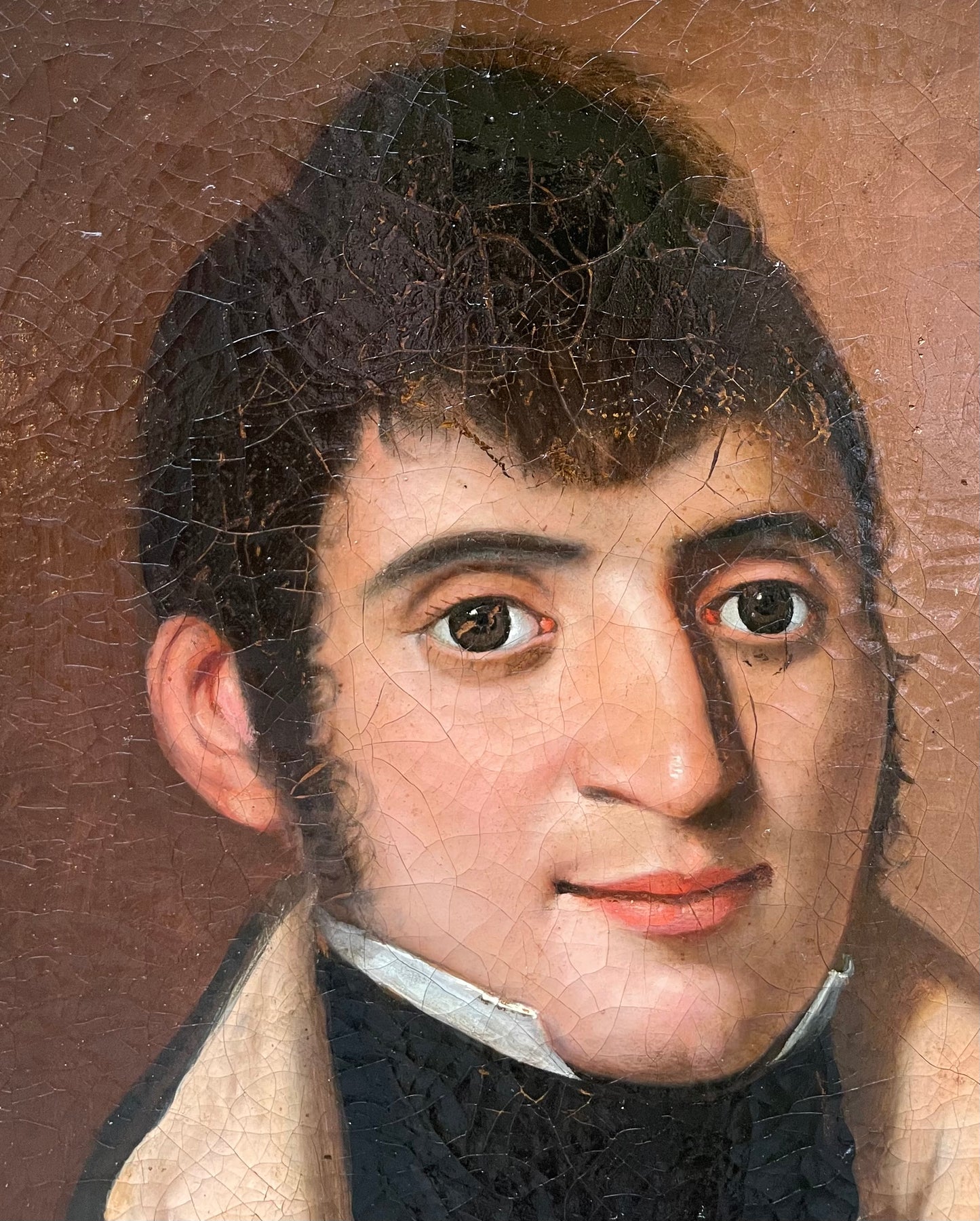 Male portrait, 1810–1820, dark-haired young man with high collar and black cravat