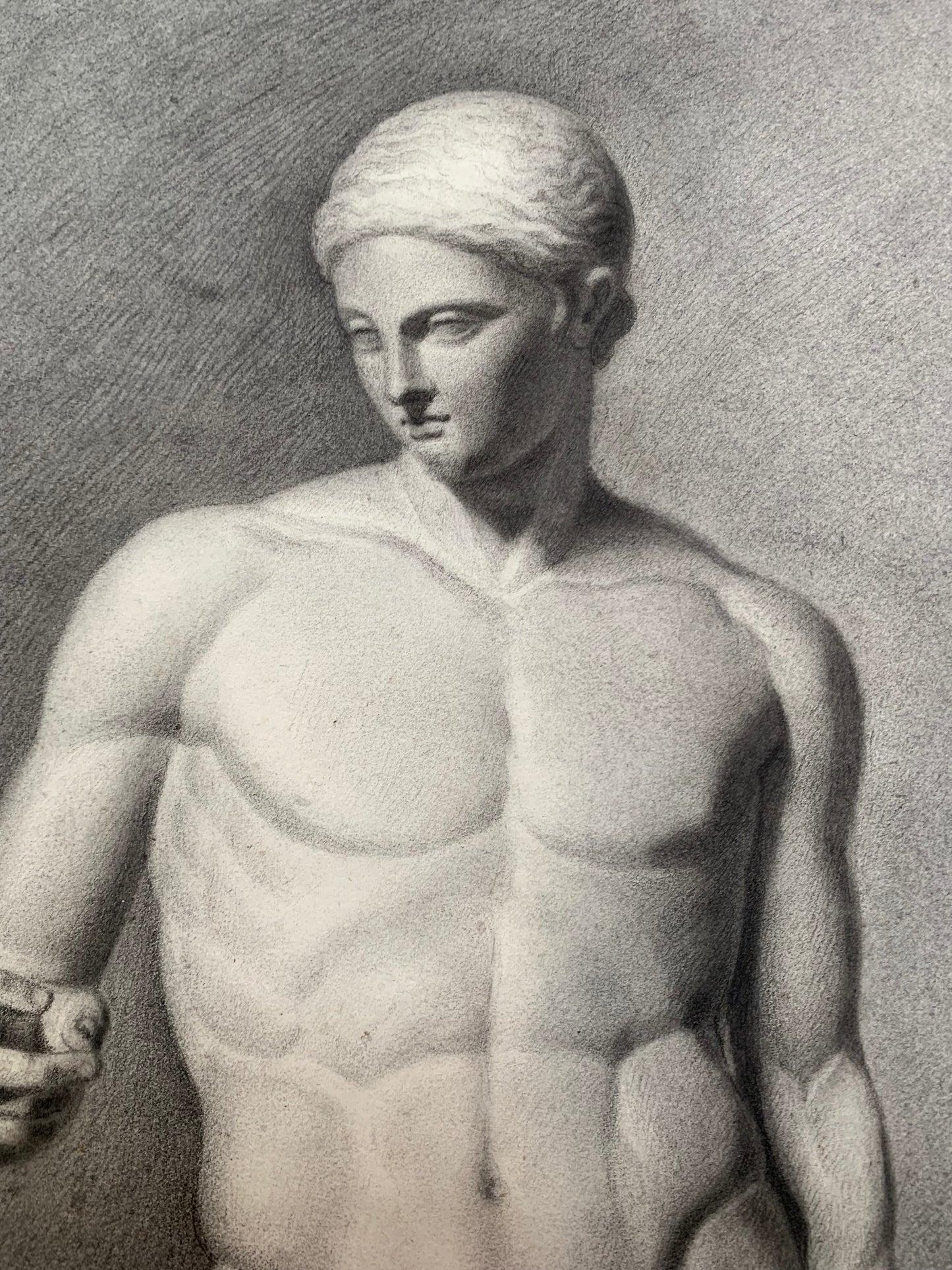 Discophoros by Polyclitus from British Museum. Italian academic drawing. XIX century.