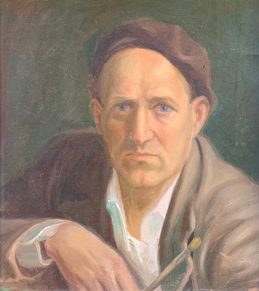 Self-portrait of the painter with beret and brush in hand, 1930s