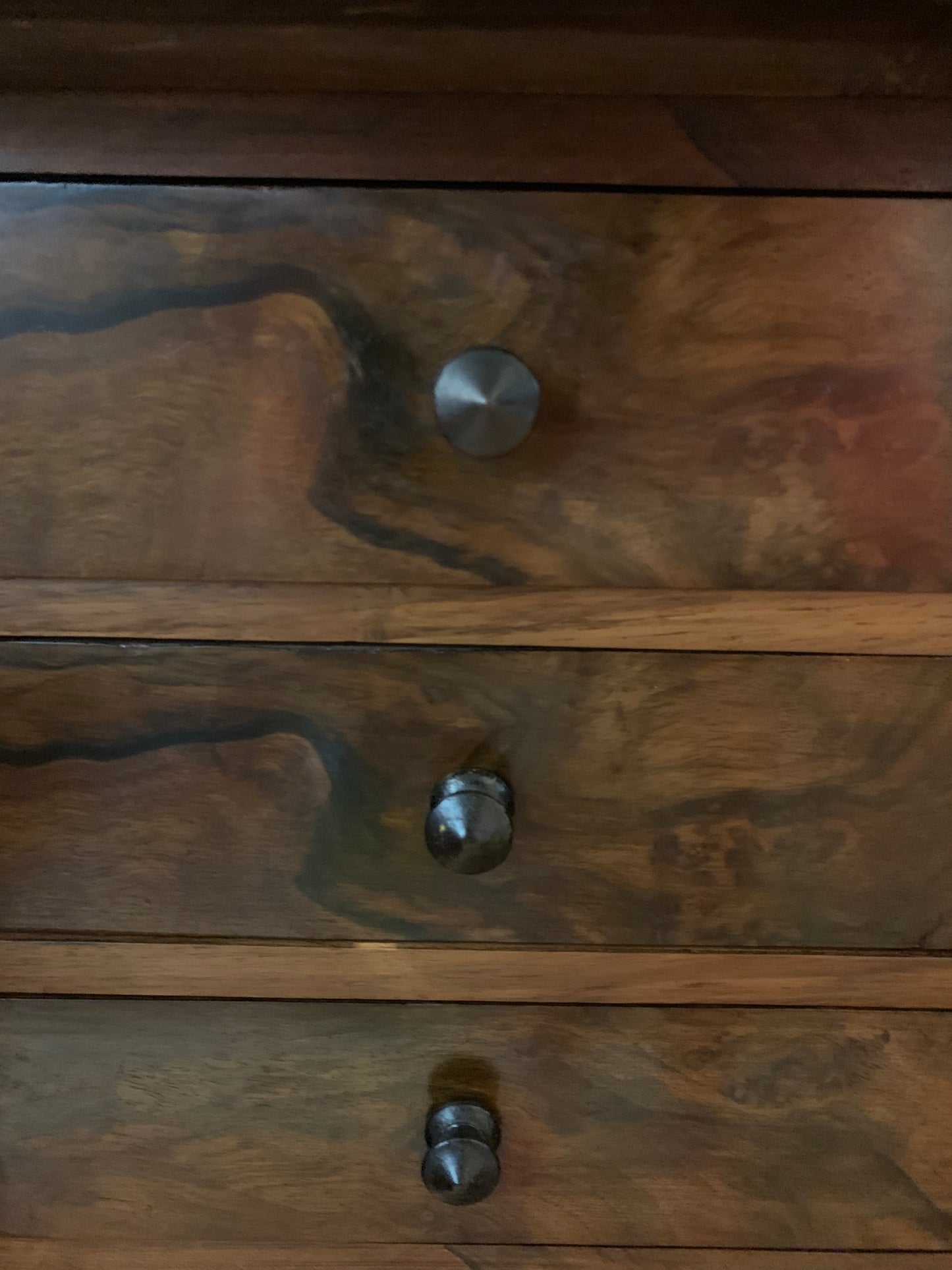 Drawer Archive Cabinet for Documents and Maps, 19th Century, Walnut Veneered Wood with Scagliola Top