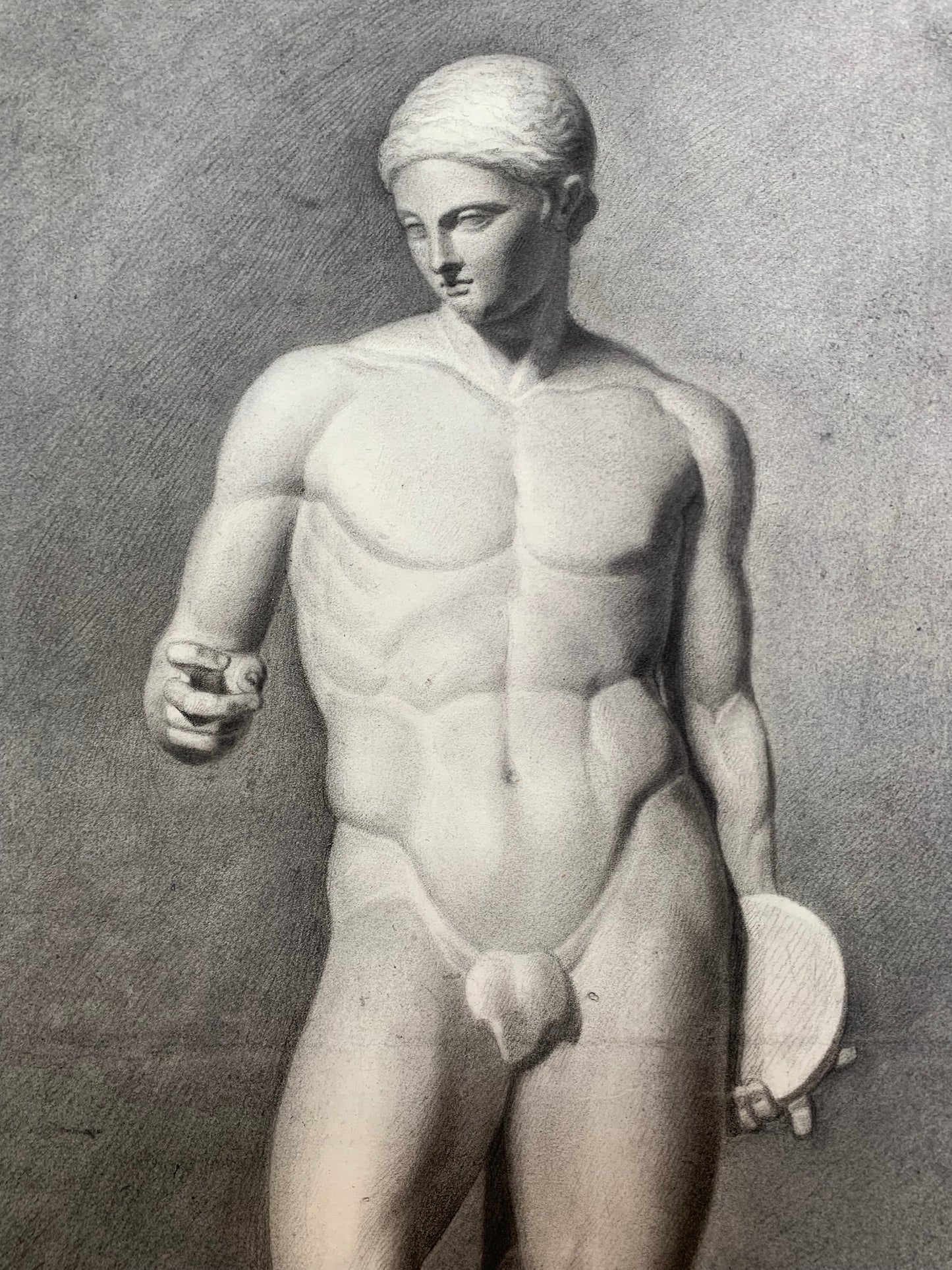 Discophoros by Polyclitus from British Museum. Italian academic drawing. XIX century.