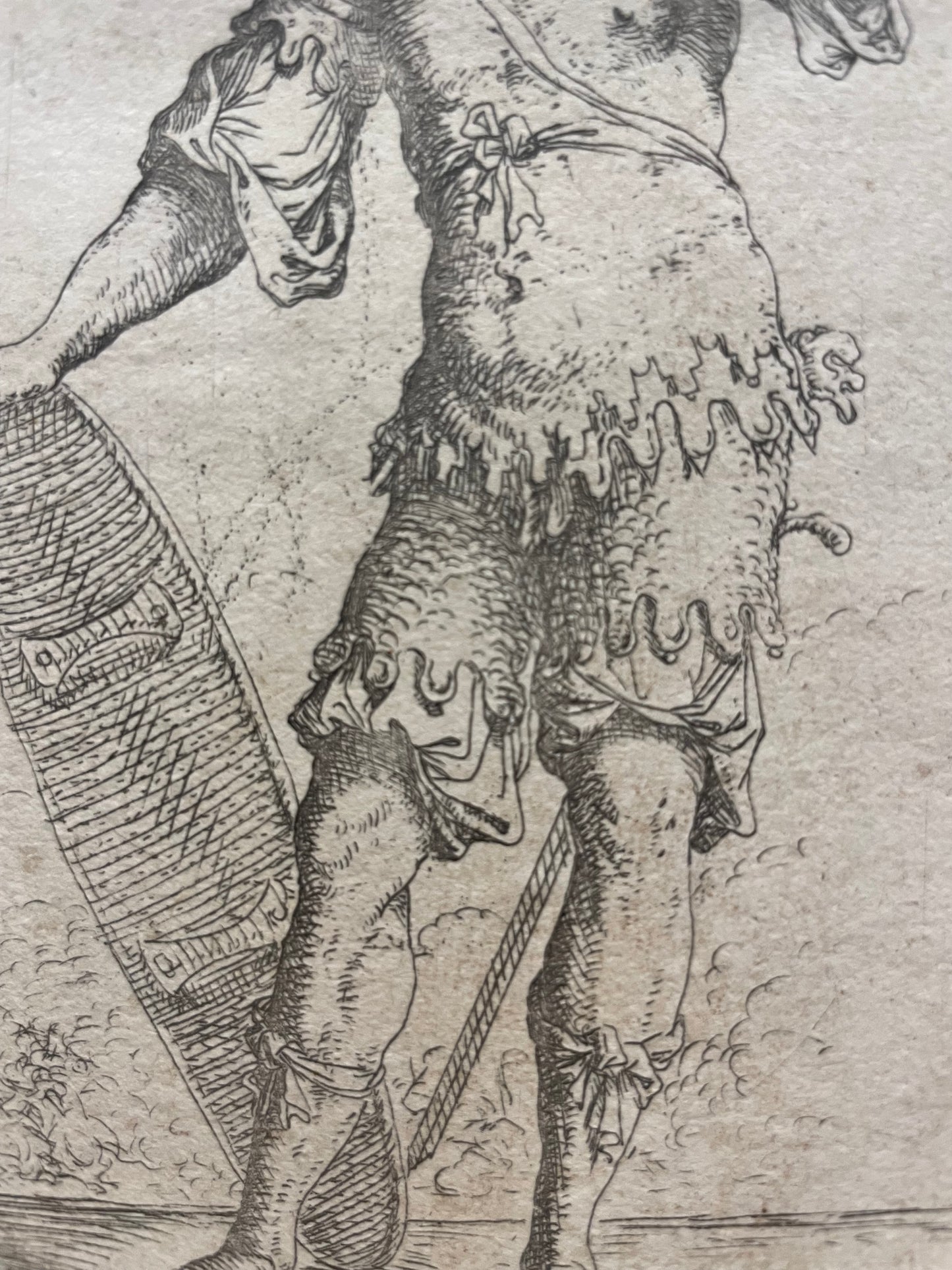 Salvator Rosa (Naples, 1615 – Rome, 1673). Warrior with Mace and Shield. Engraving, circa 1650–1652.