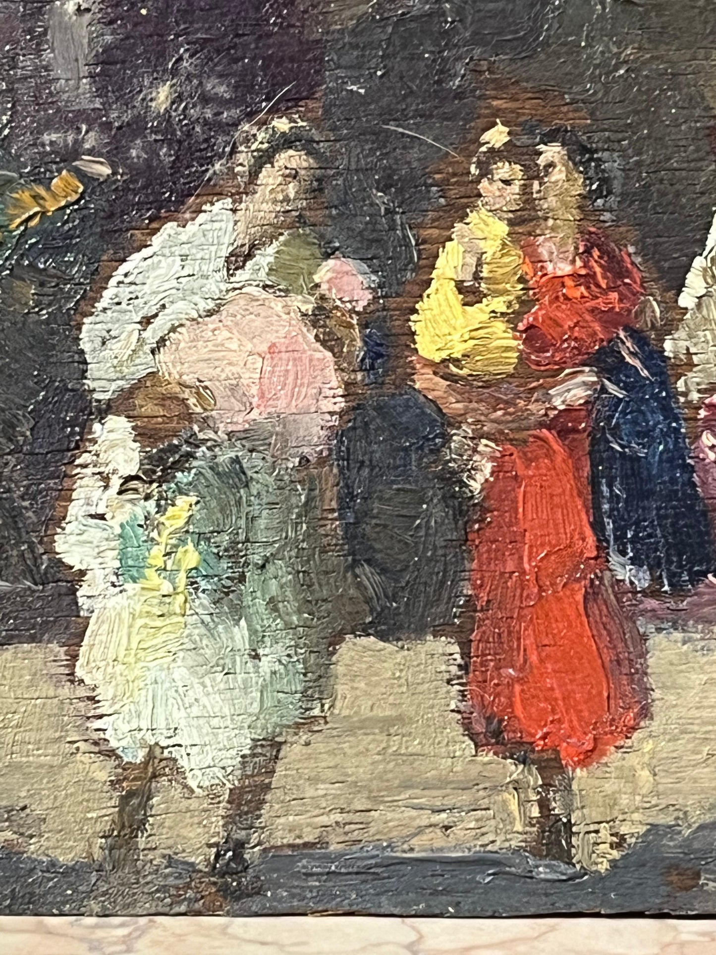 Erma Zago (1880-1942), Piccola veduta di Venezia con mercato presso una chiesa