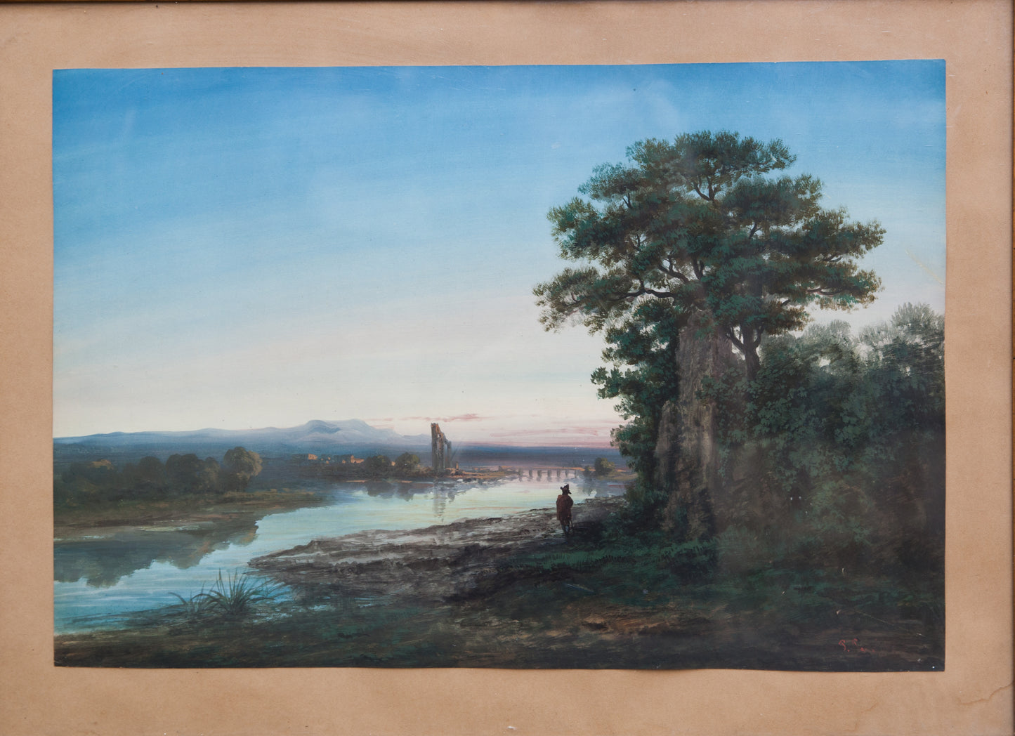 Paul Pascal. Italian landscape with shepherd and aqueduct. Late XIX century