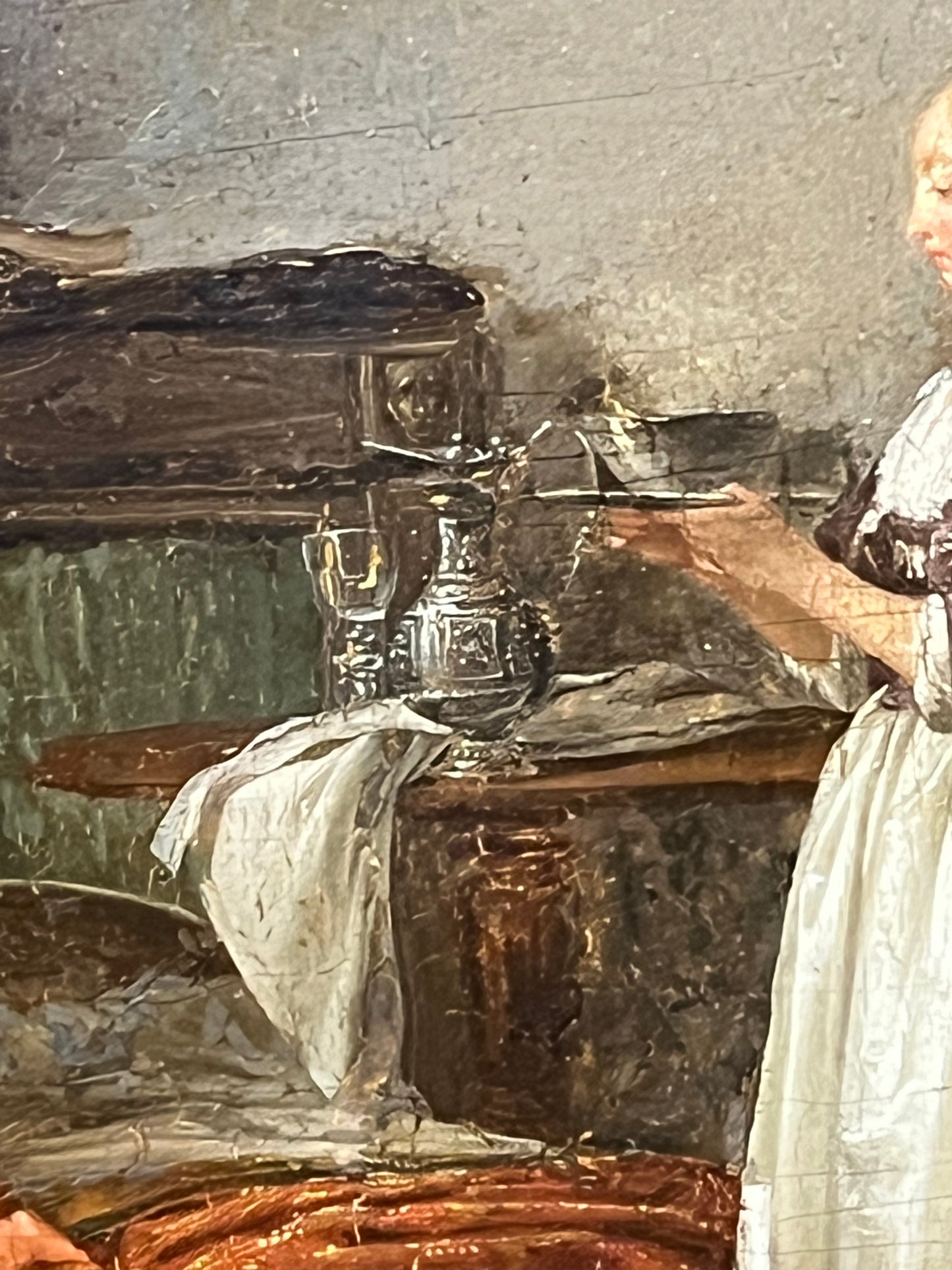 Jean-Baptiste Mallet (1759–1835), attribuito – Interno seicentesco con madre, bambini e musico con liuto