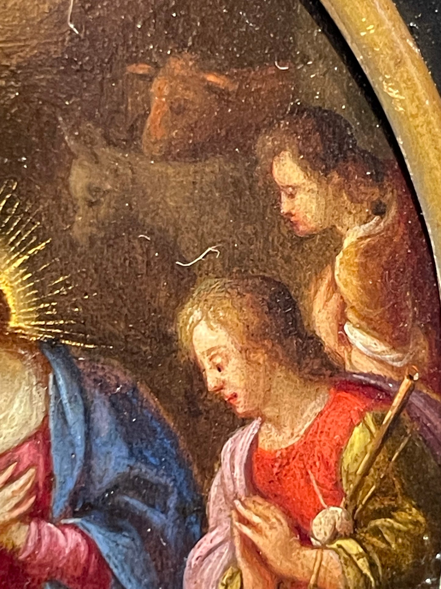 Reserved adorazione dei pastori. Scuola fiamminga, XVII secolo. Olio su rame
