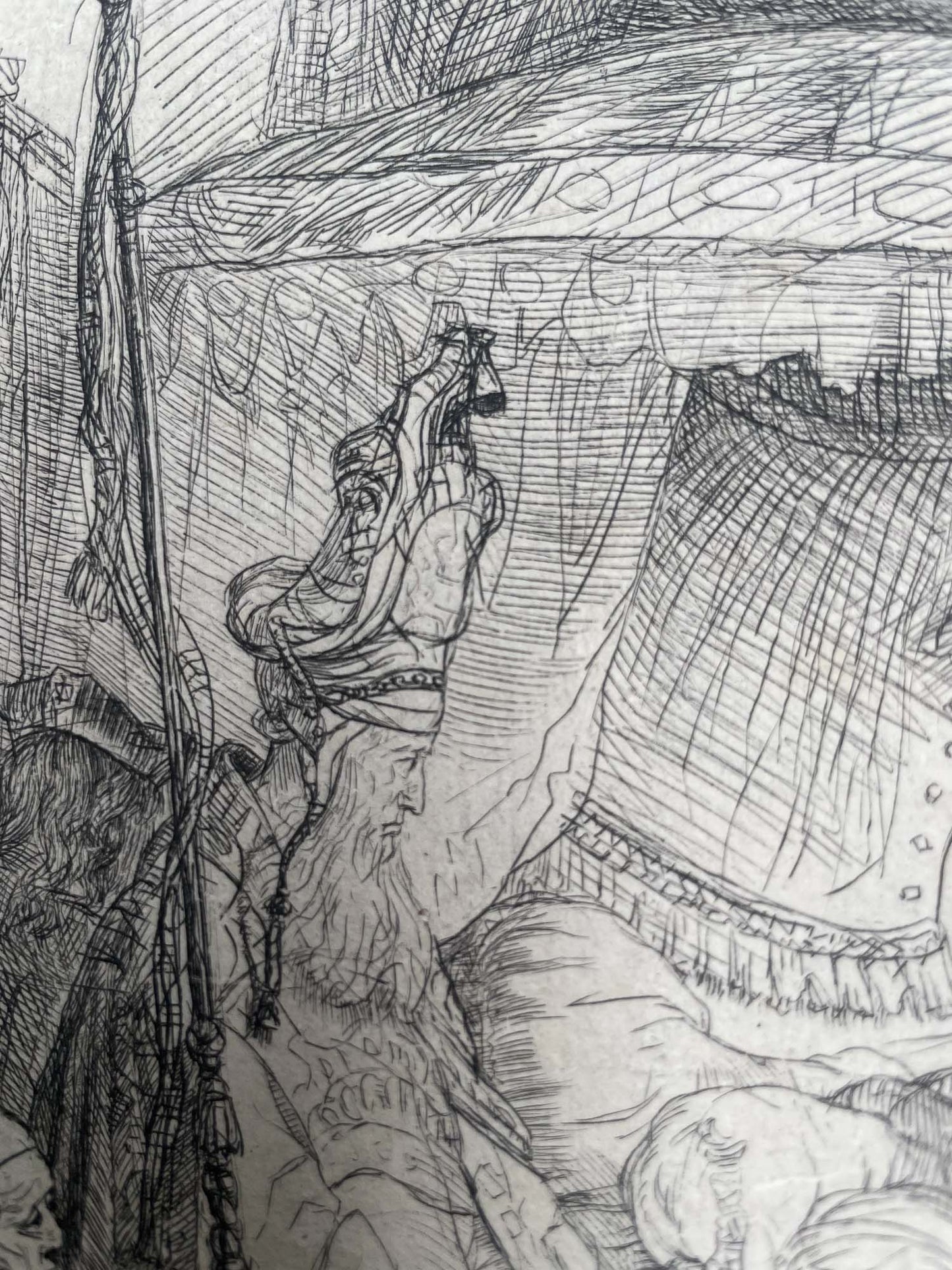 Rembrandt van Rijn, Il transito della Madonna, incisione antica, lastra del 1639, terzo stato.