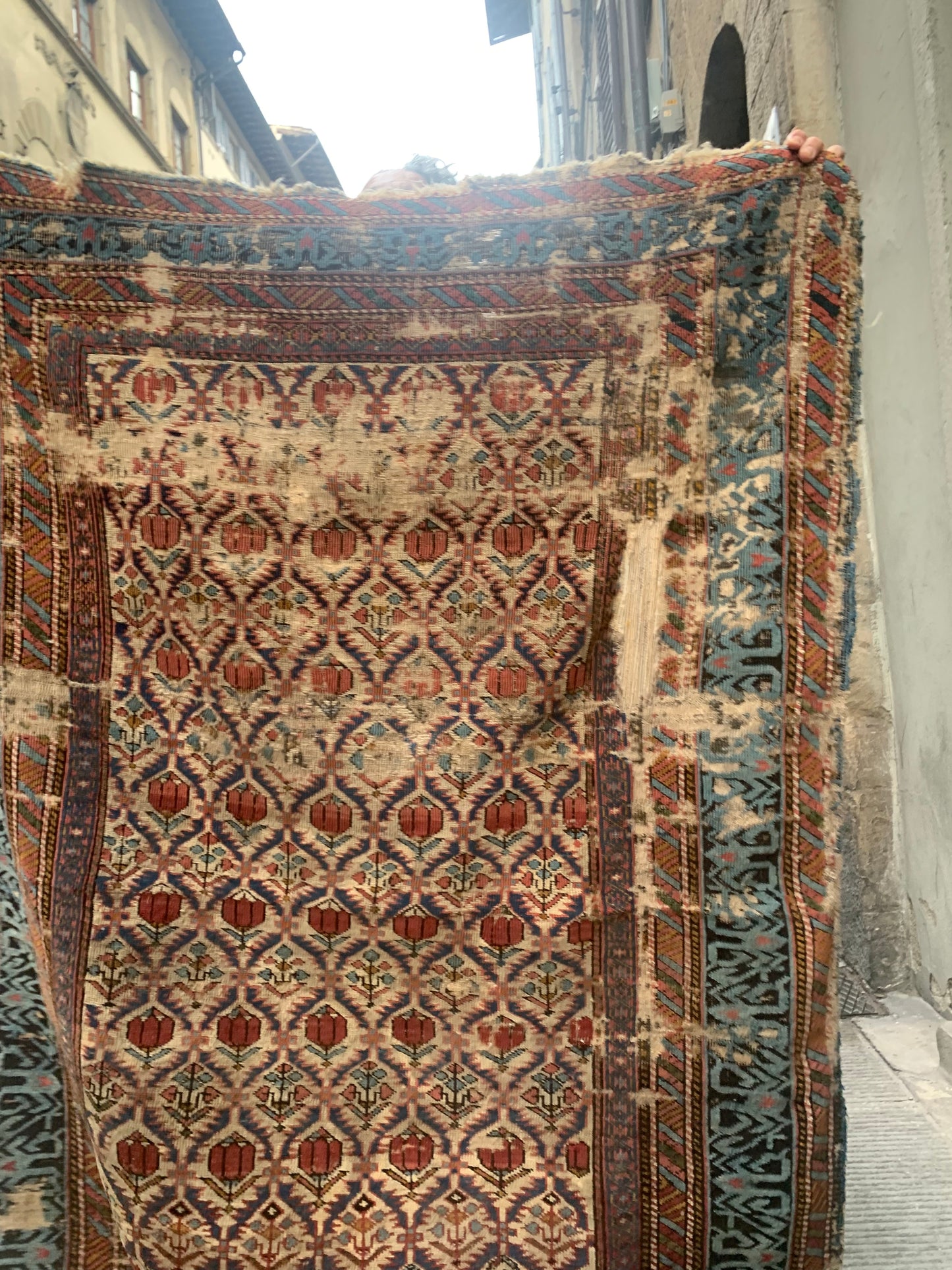 Shirvan. Mid 19th Century. Caucasian Carpet With Beautiful Border. To Be Restored.