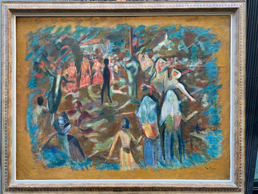 Tin Florias, Danza di Corfù, artista greco del XX secolo tra Grecia e Parigi, Cm 130 × 103