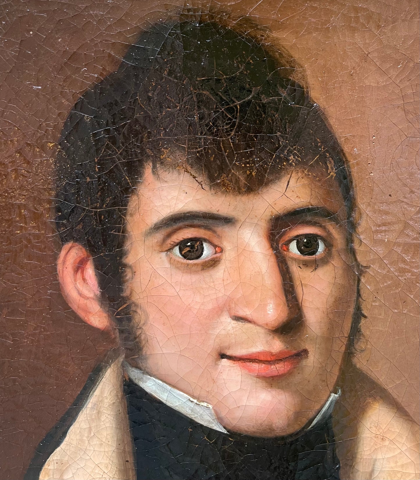Male portrait, 1810–1820, dark-haired young man with high collar and black cravat