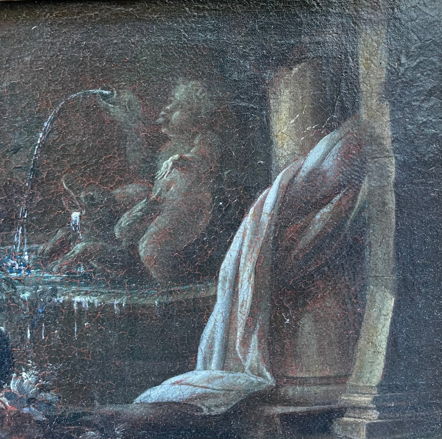 Gaspare Lopez, attribuzione Natura morta con fontana, obelisco e cascata di fiori in un giardino, Napoli, c. 1720