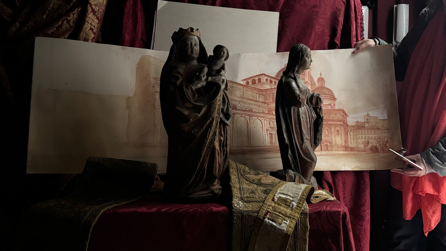 Madonna. Scultura in legno intagliato policromo. Tardo Rinascimento.