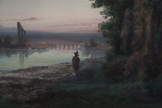 Paul Pascal. Italian landscape with shepherd and aqueduct. Late XIX century