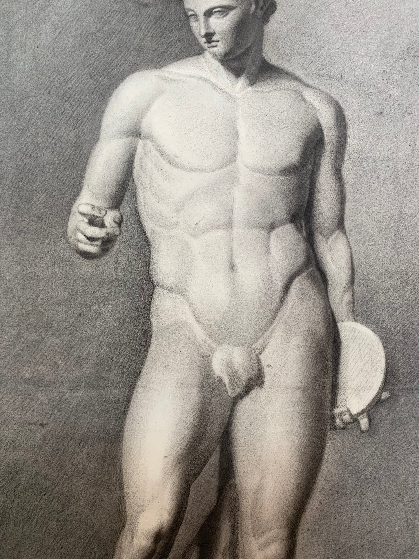 Discophoros by Polyclitus from British Museum. Italian academic drawing. XIX century.