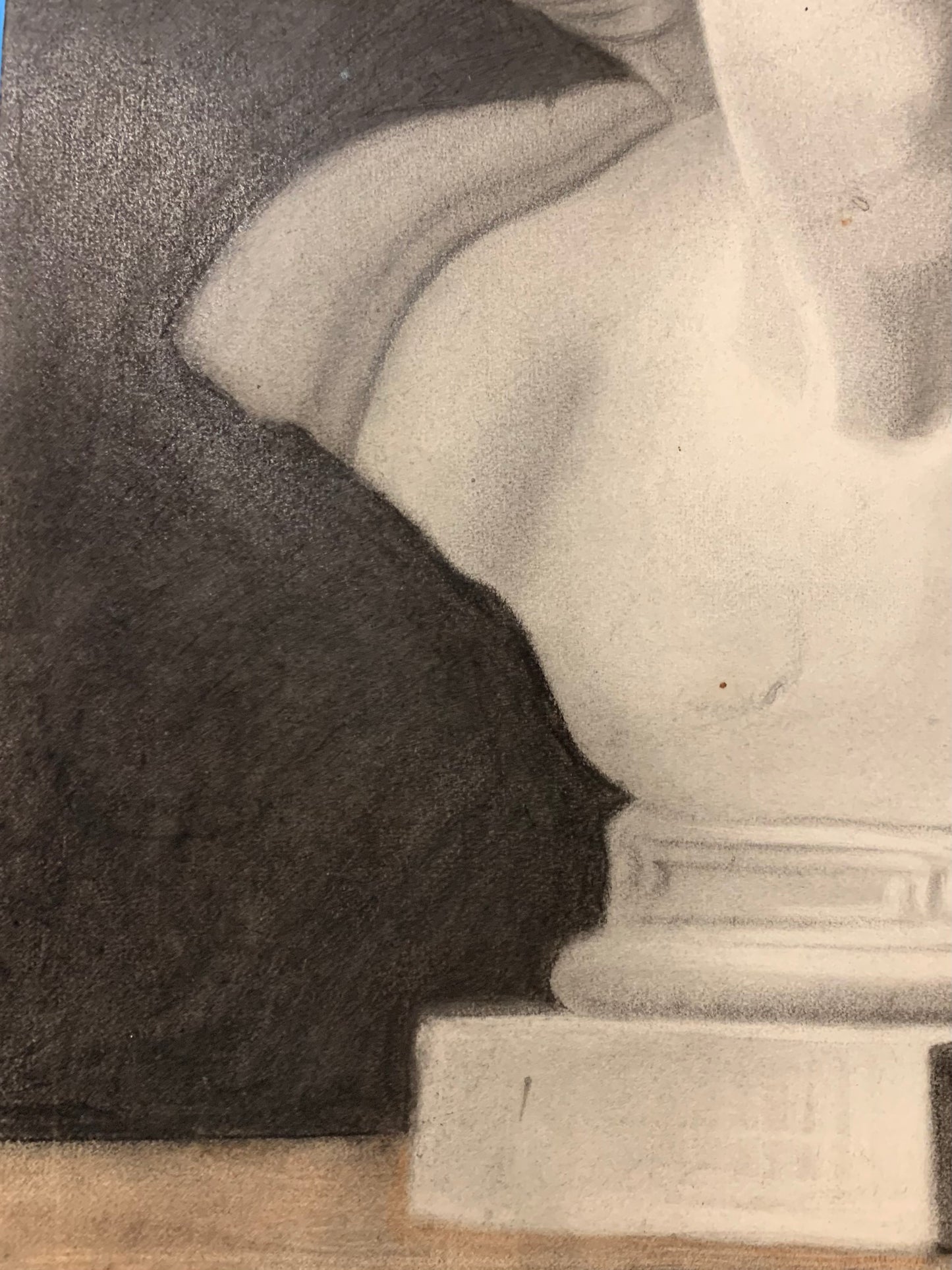 Academic drawing of classical bust sculpture. XIX century