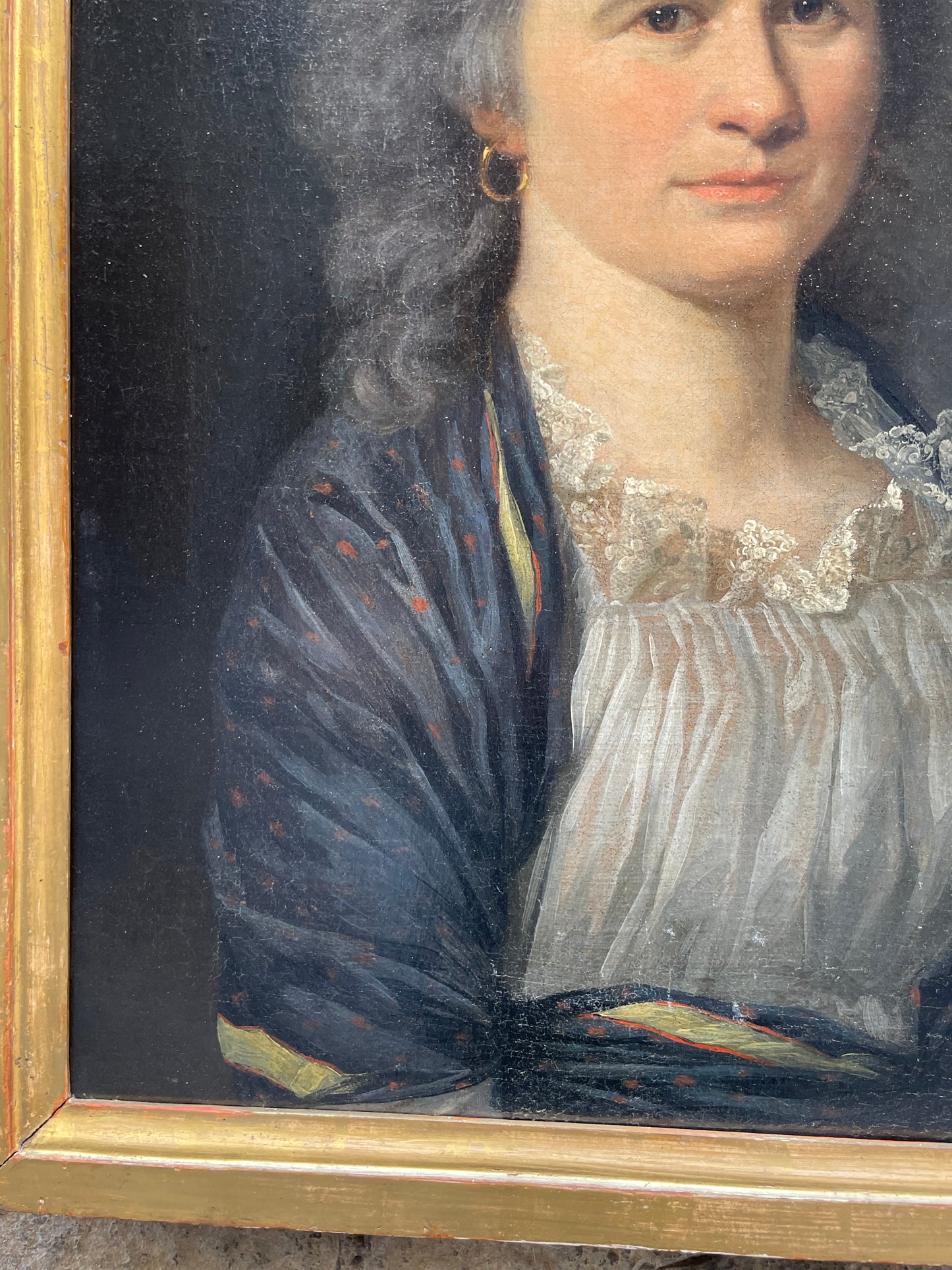 Neoclassical Female Portrait. Chemise à La Reine And Shawl. German Context, Circa 1790
