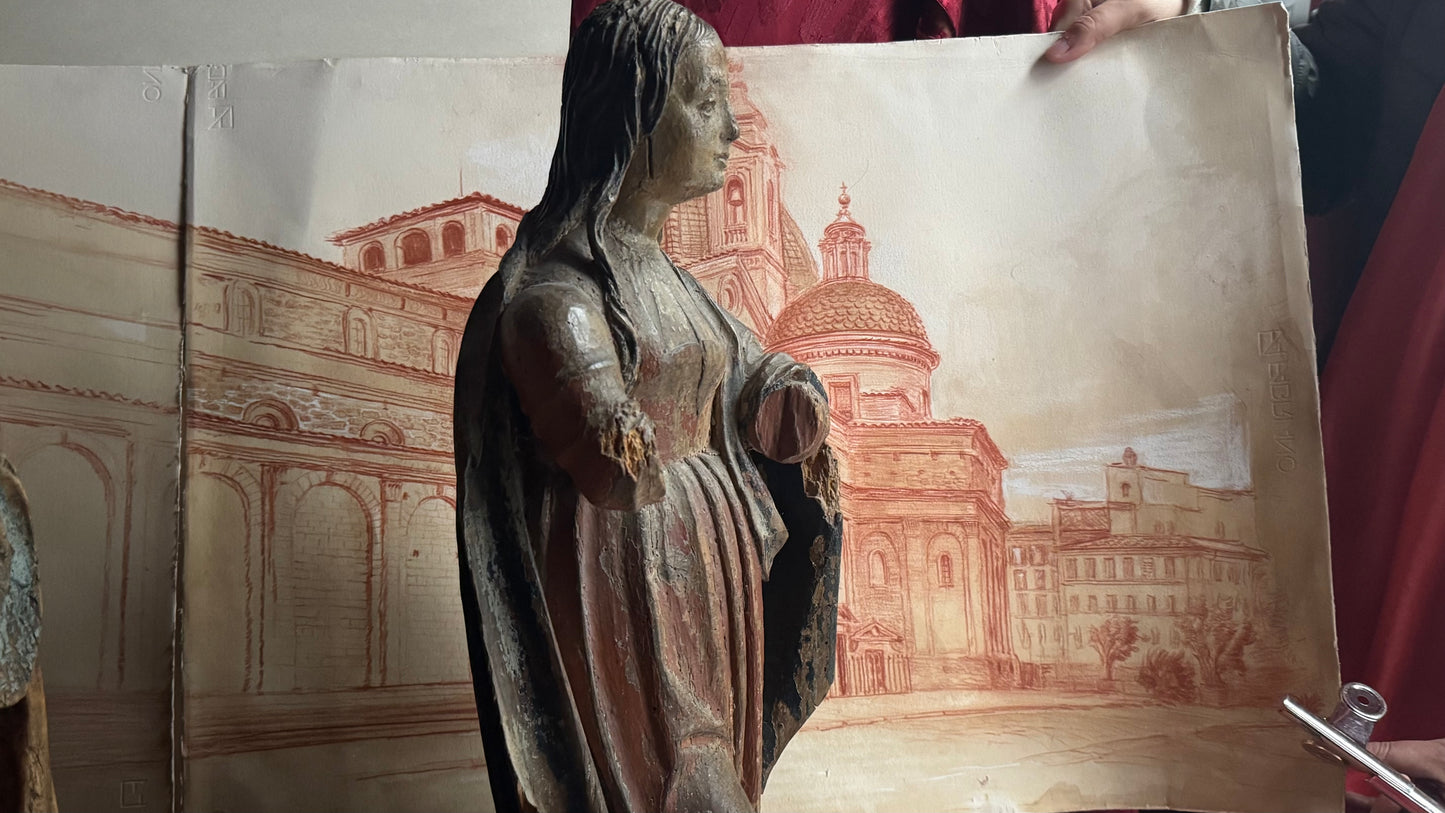 Madonna. Scultura in legno intagliato policromo. Tardo Rinascimento.