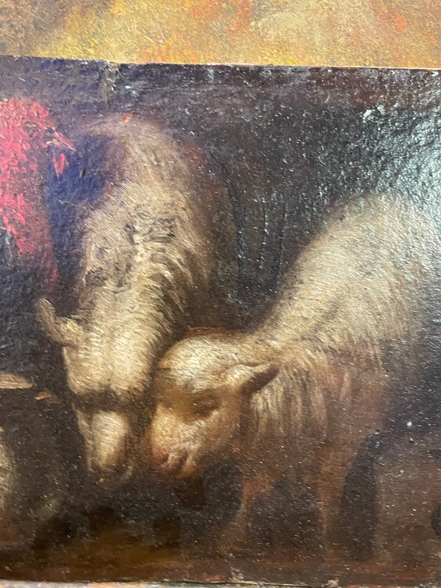 Tacchini, pecore e masserizie — bozzetto di soggetto campestre, scuola dell’Italia settentrionale, XIX sec.