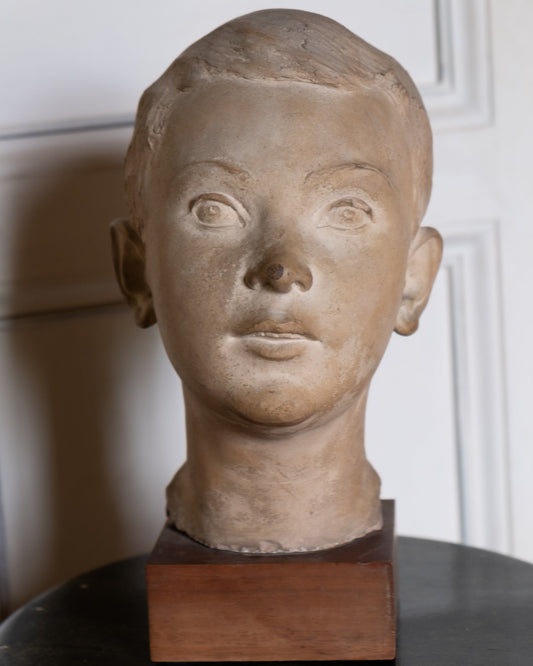 Portrait of boy, terracotta sculpture, 1930s-40s, Giorgio Rossi (1894-1981). Tuscan Sculptor.