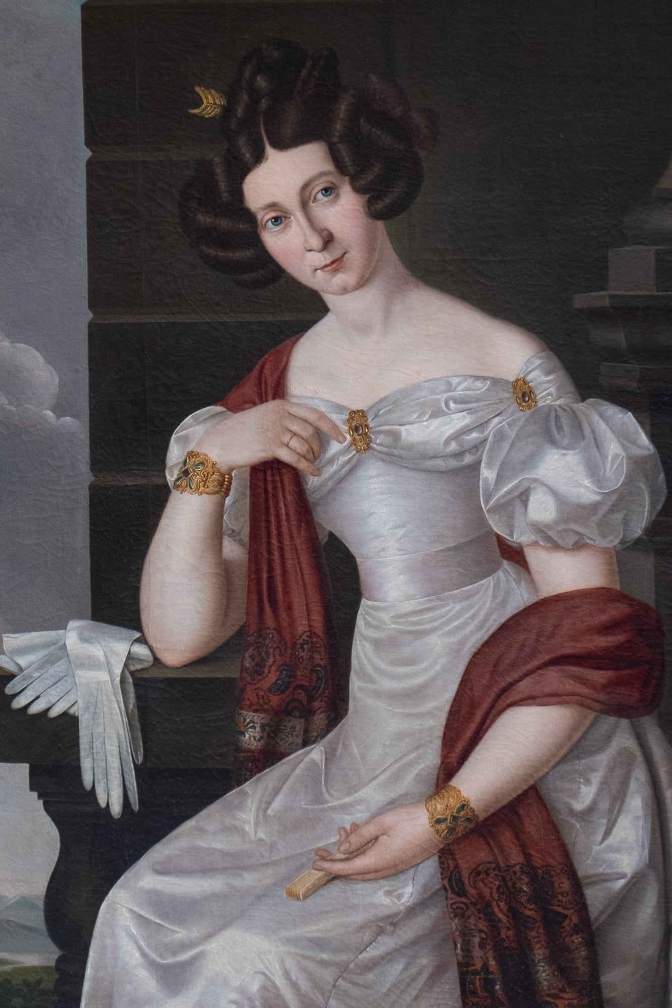 Portrait of a Noble Lady in a Silk Dress, with Bamberg Seal. German School, 1820s. Height 220 cm.