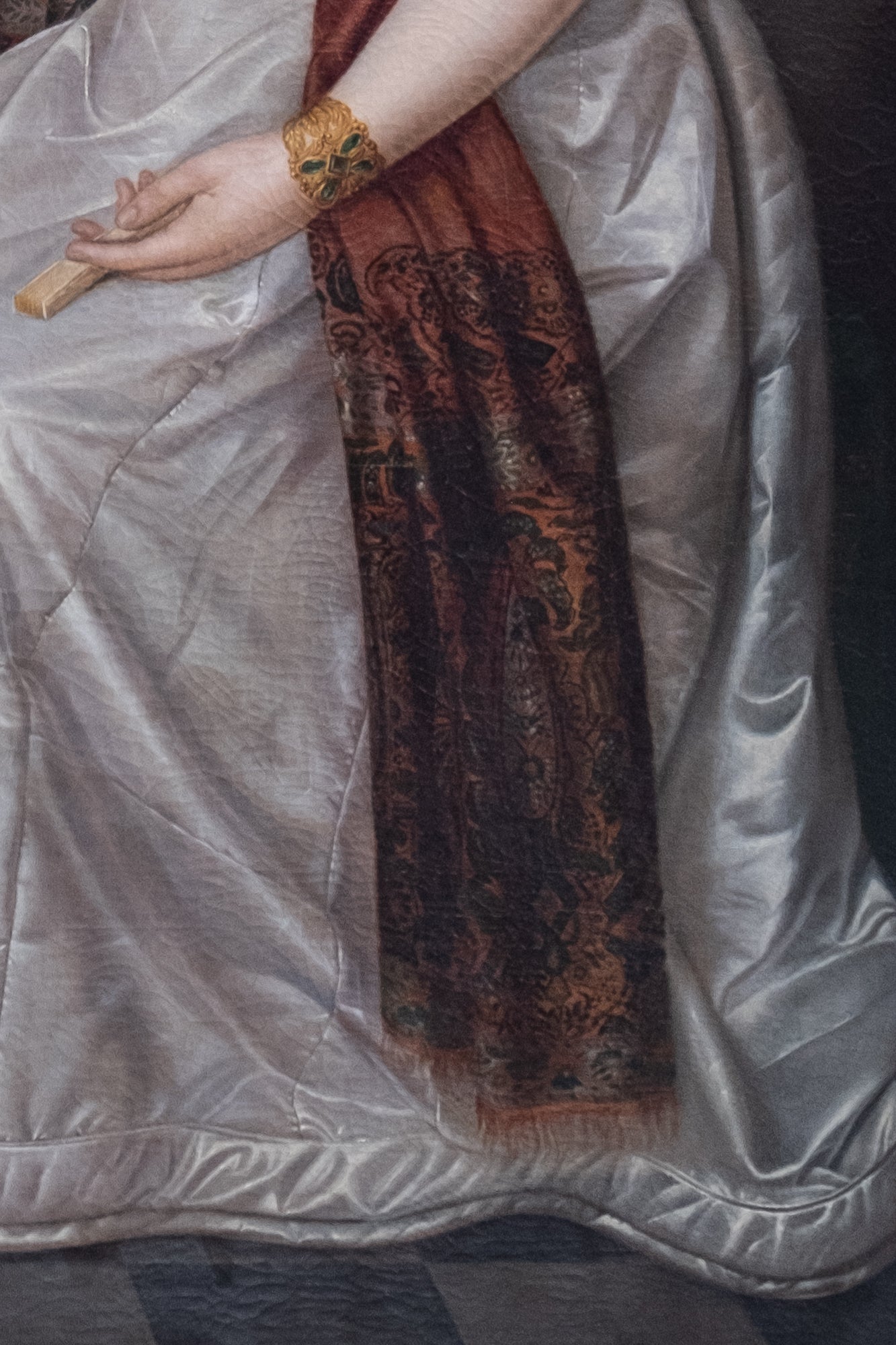 Portrait of a Noble Lady in a Silk Dress, with Bamberg Seal. German School, 1820s. Height 220 cm.