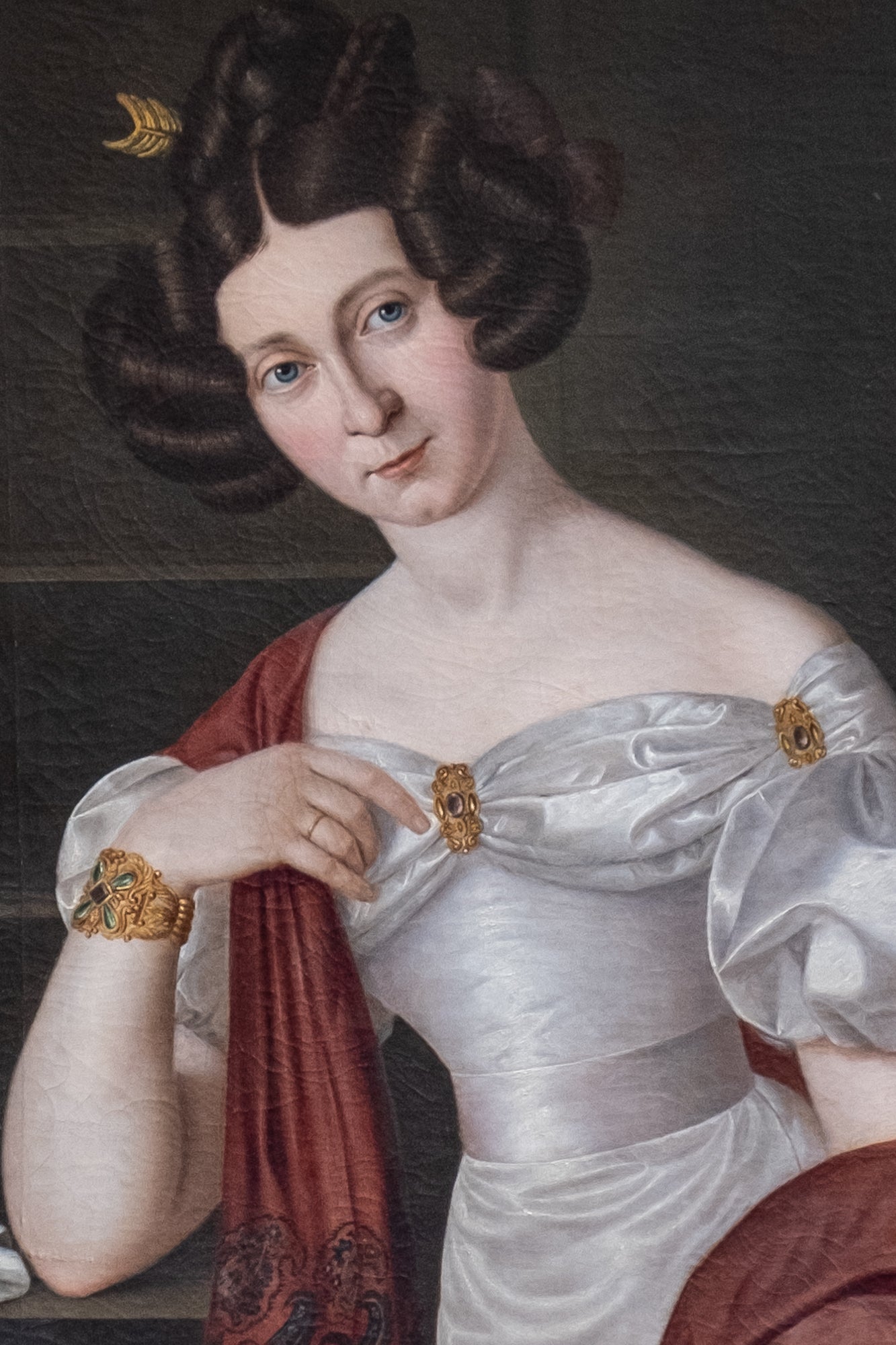 Portrait of a Noble Lady in a Silk Dress, with Bamberg Seal. German School, 1820s. Height 220 cm.