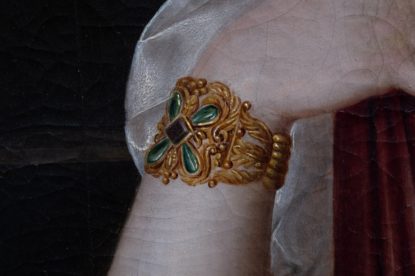 Portrait of a Noble Lady in a Silk Dress, with Bamberg Seal. German School, 1820s. Height 220 cm.