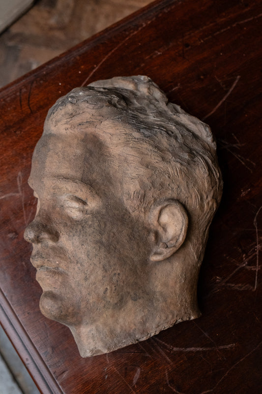 Asymmetrical head of man, terracotta sculpture, 1930s-40s, Giorgio Rossi (1894-1981). Tuscan Sculptor.