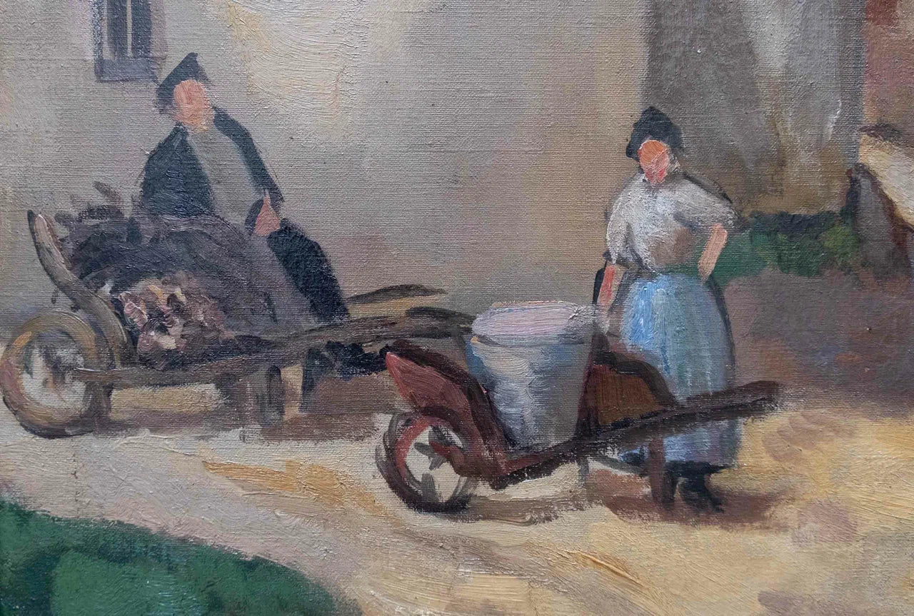 Village in Brittany. French late XIX century Post'Impressionist landscape.