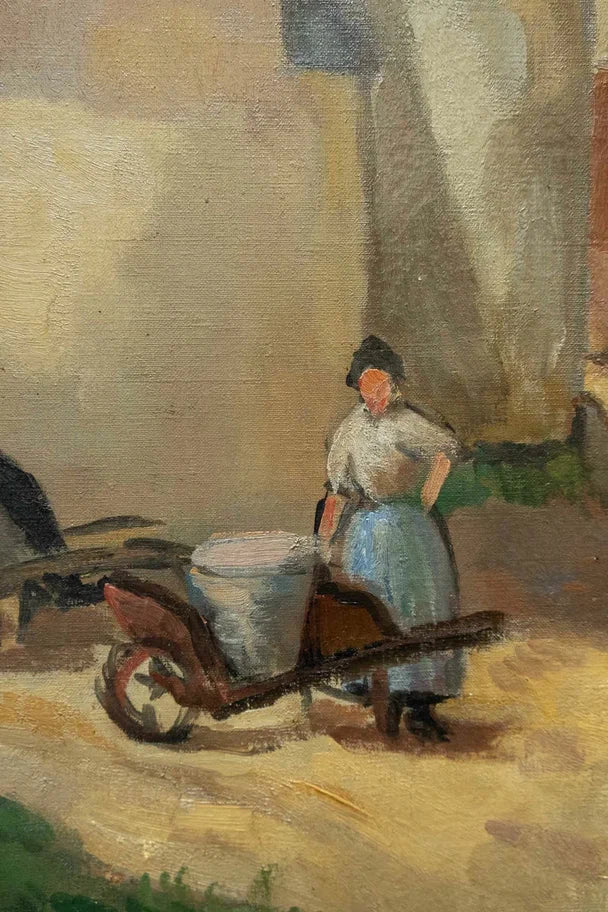 Village in Brittany. French late XIX century Post'Impressionist landscape.
