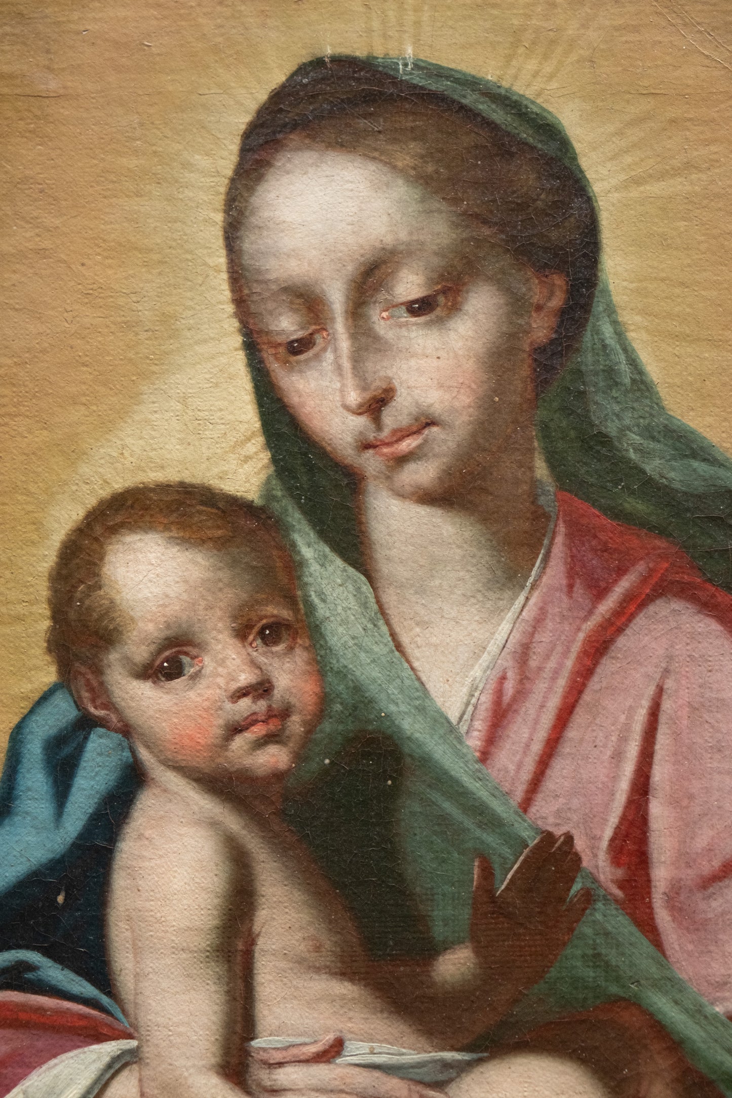 Virgin with Child on the clouds. Italian school. Circa 1700