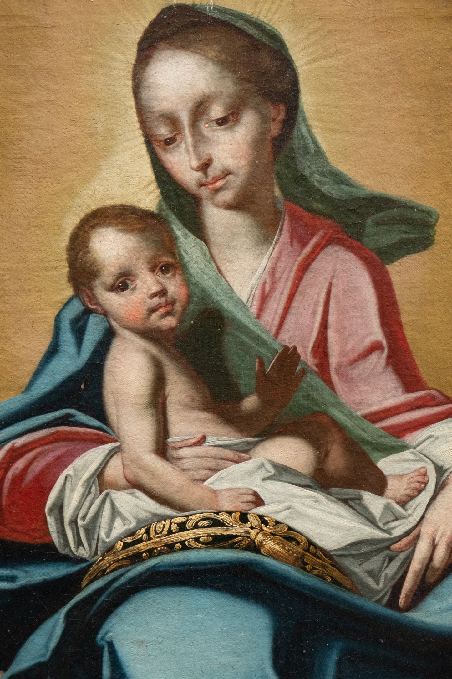 Virgin with Child on the clouds. Italian school. Circa 1700