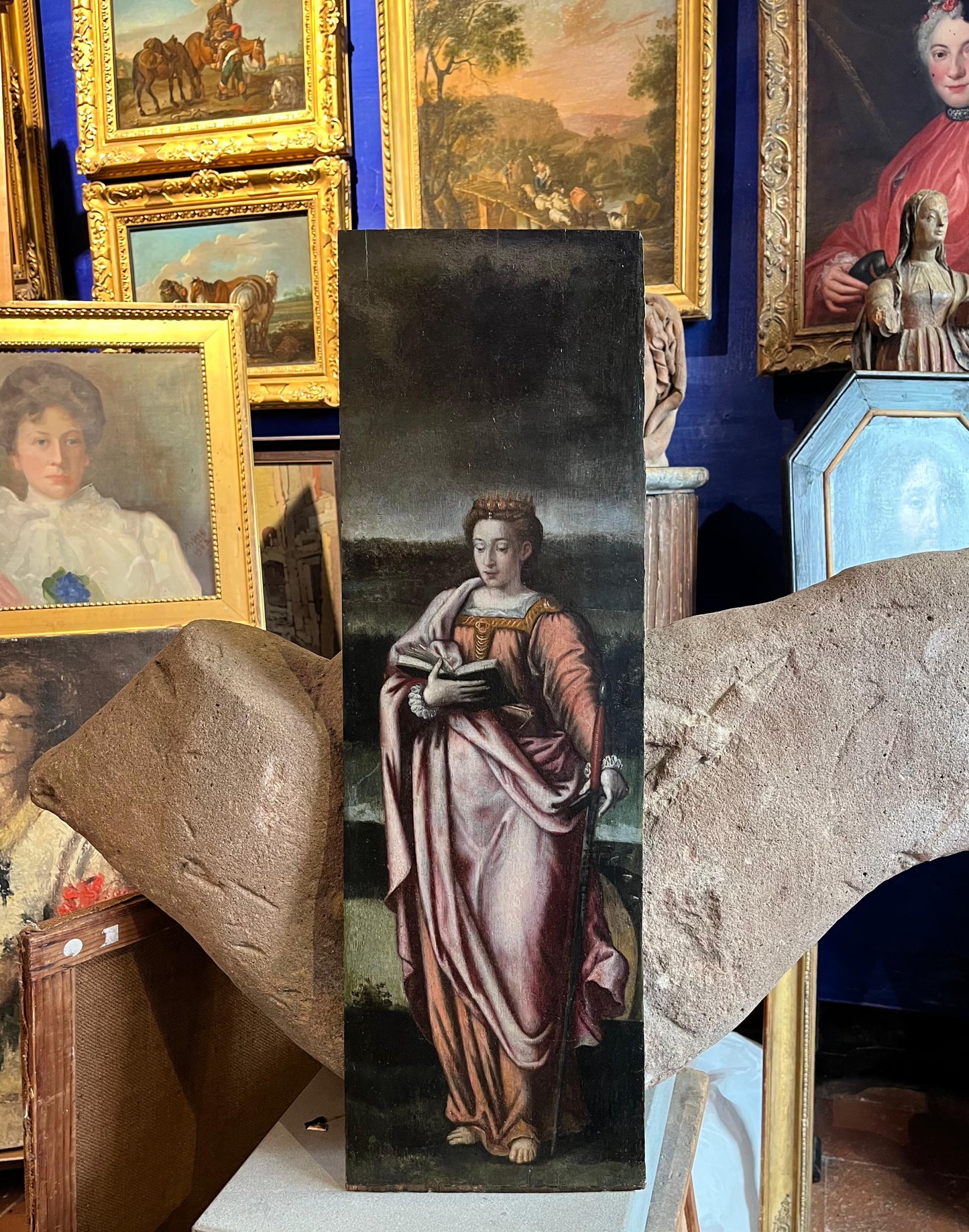 Santa Caterina e San Giovanni, due ante di polittico, scuola fiamminga, XVI secolo