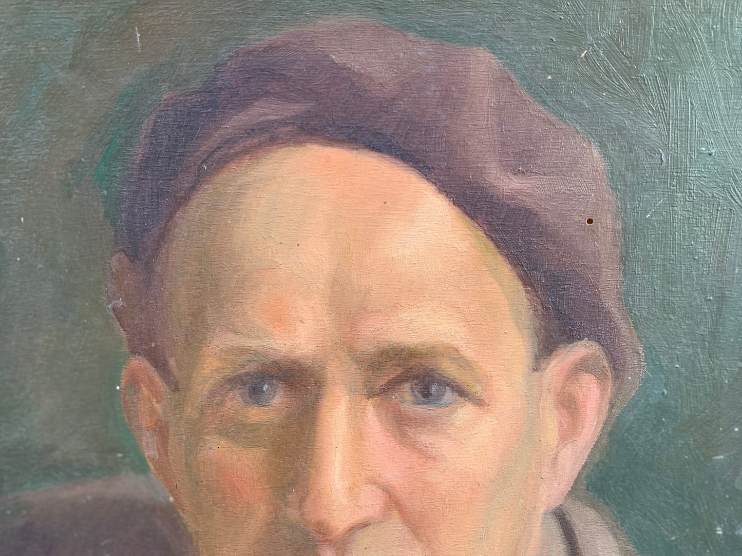 Self-portrait of the painter with beret and brush in hand, 1930s