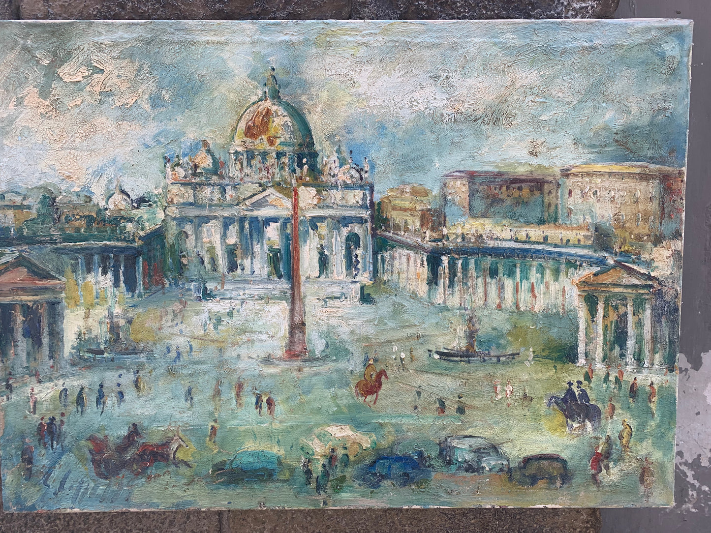 Saint Peter's Square, Vatican, Rome. Painting By The Florentine Painter Emanuele Cappello.