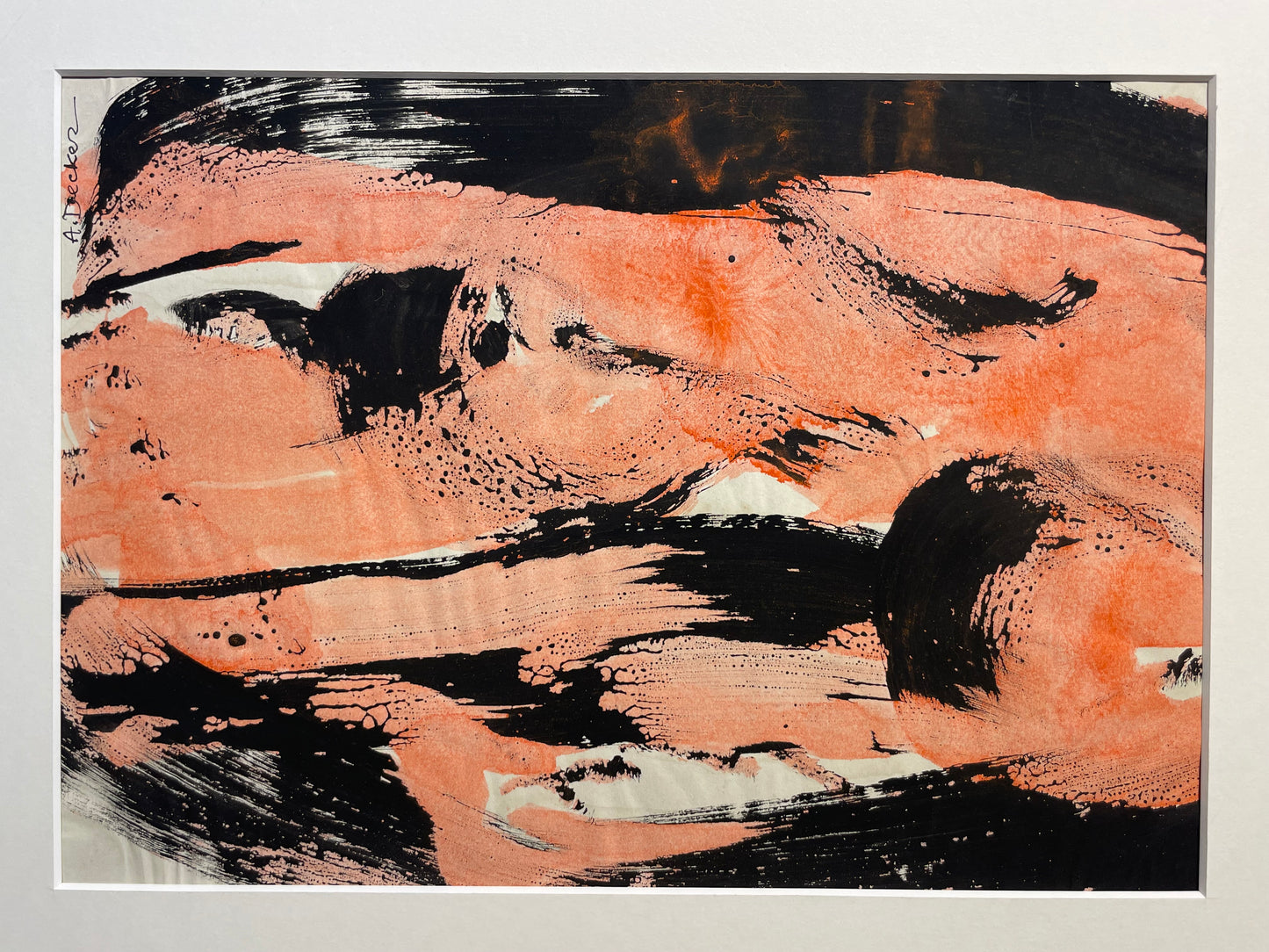 Anja Decker, pittura astratta gestuale a tempera su carta, anni ’50 – 29,5 x 21 cm