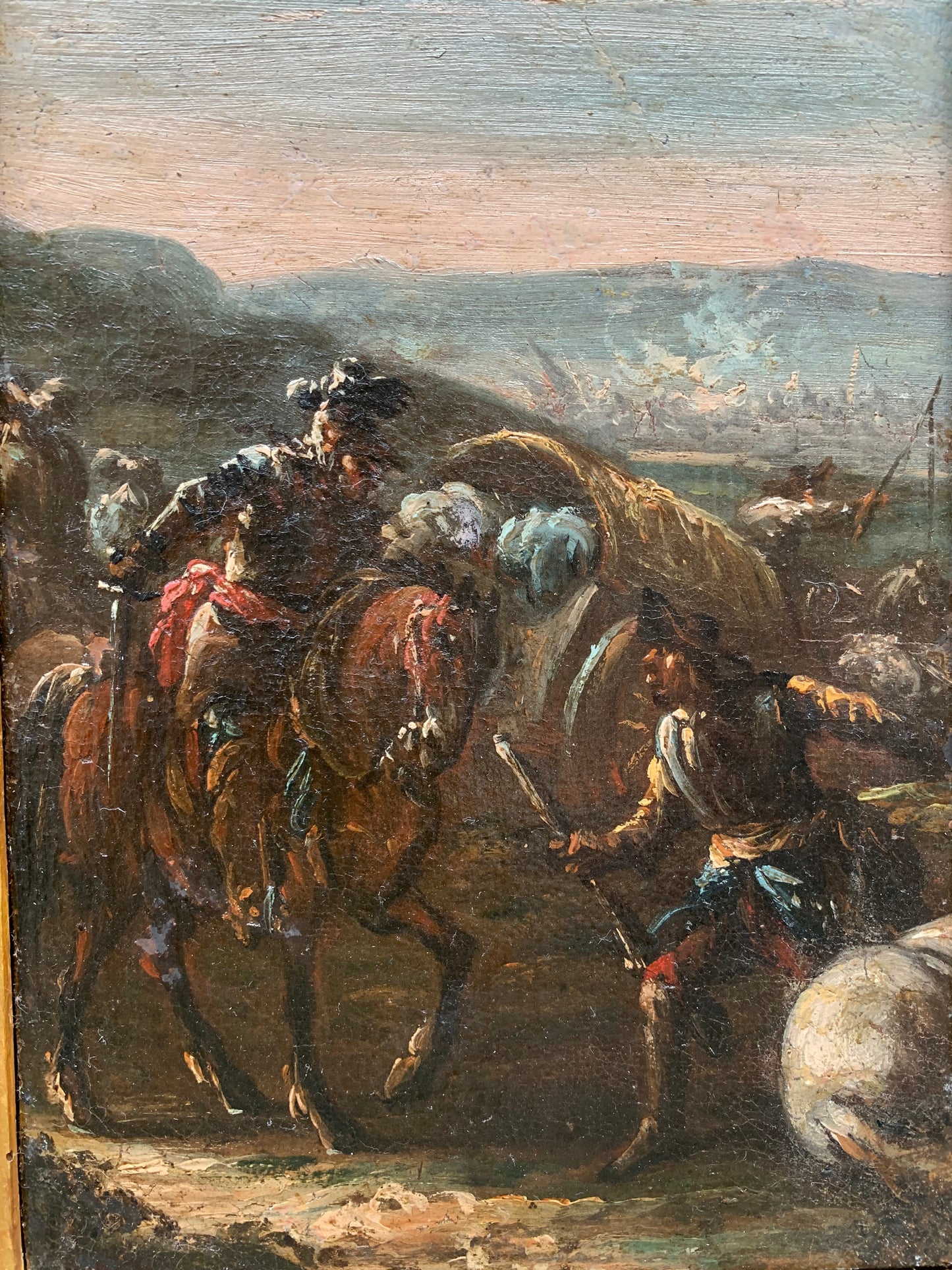 Military Camp Scene and Battle. Pietro Graziani (XVII/XVIII century), entourage.