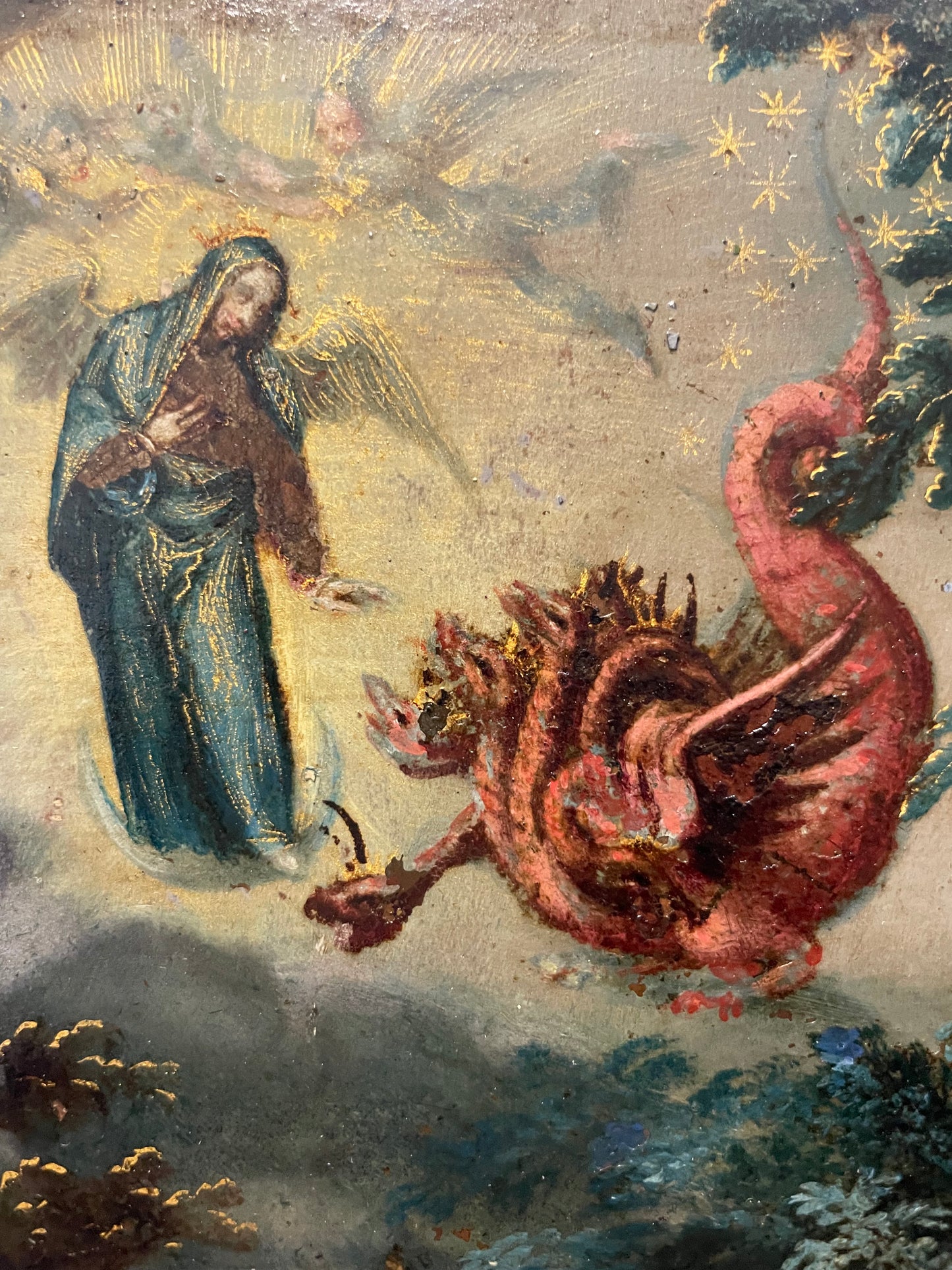 Saint John the Evangelist on Patmos. Apocalyptic Vision with the Virgin and the Dragon, Flemish School, ca. 1620