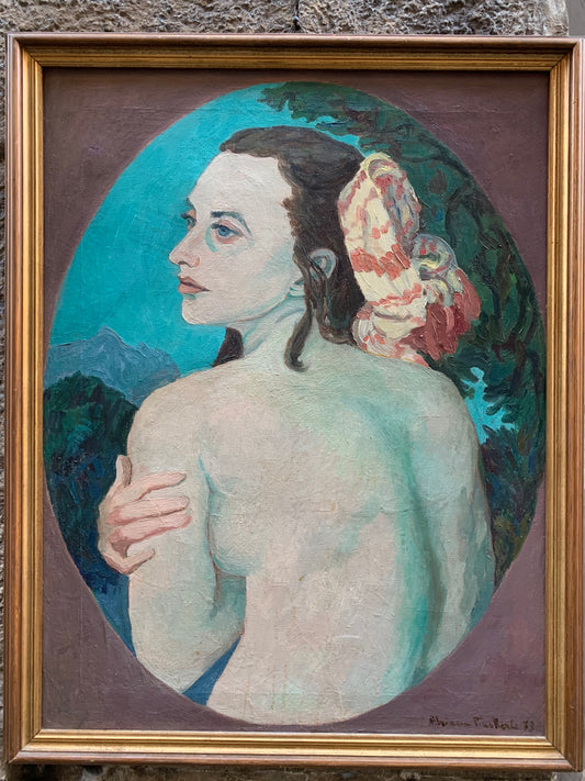 Portait by Adriana Pincherle, signed and dated 1973.  (1905,Roma- 1996, Firenze)