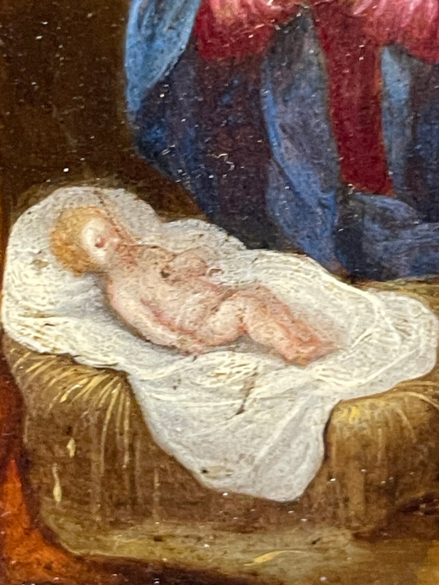 Reserved adorazione dei pastori. Scuola fiamminga, XVII secolo. Olio su rame